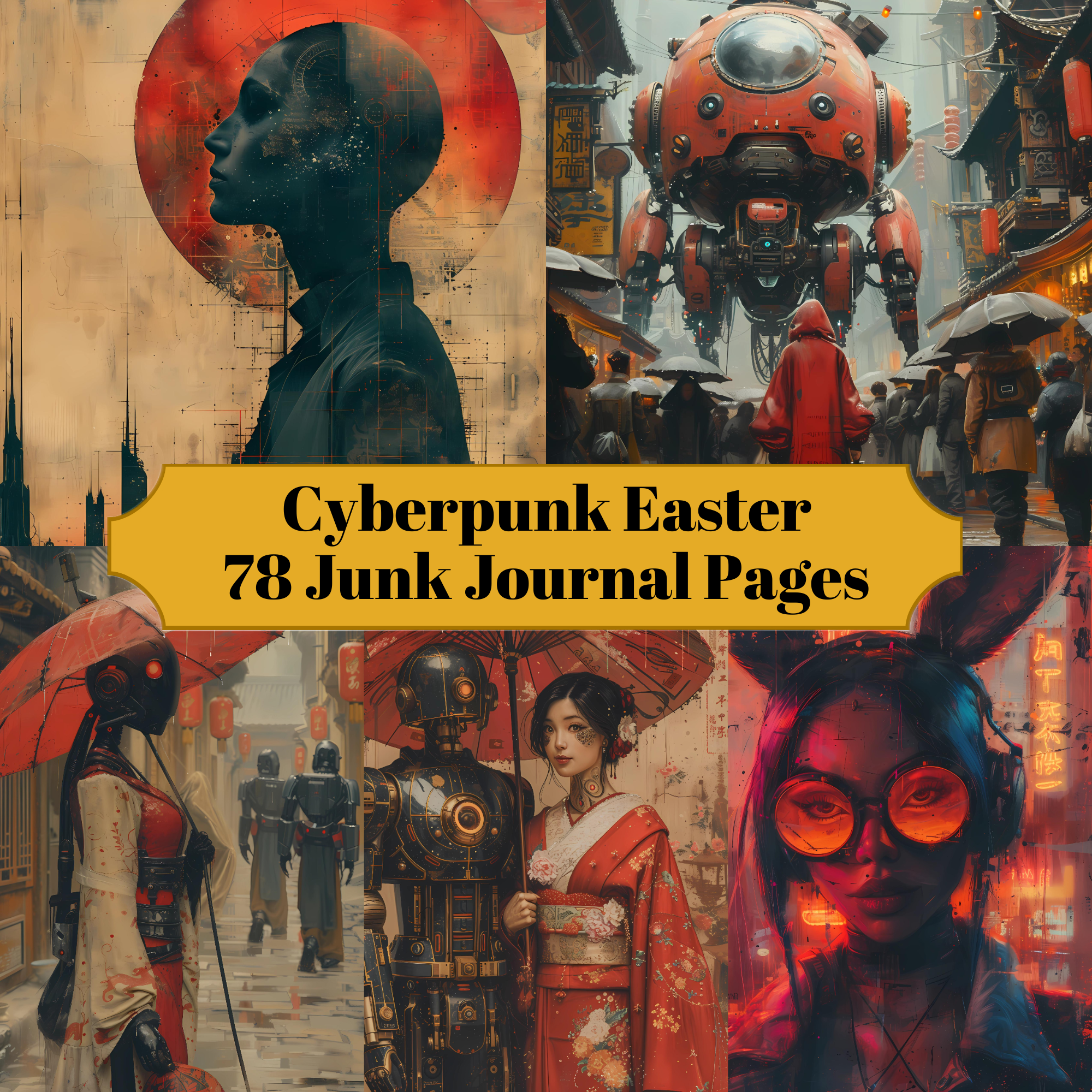 Cyberpunk Easter Junk Journal Pages