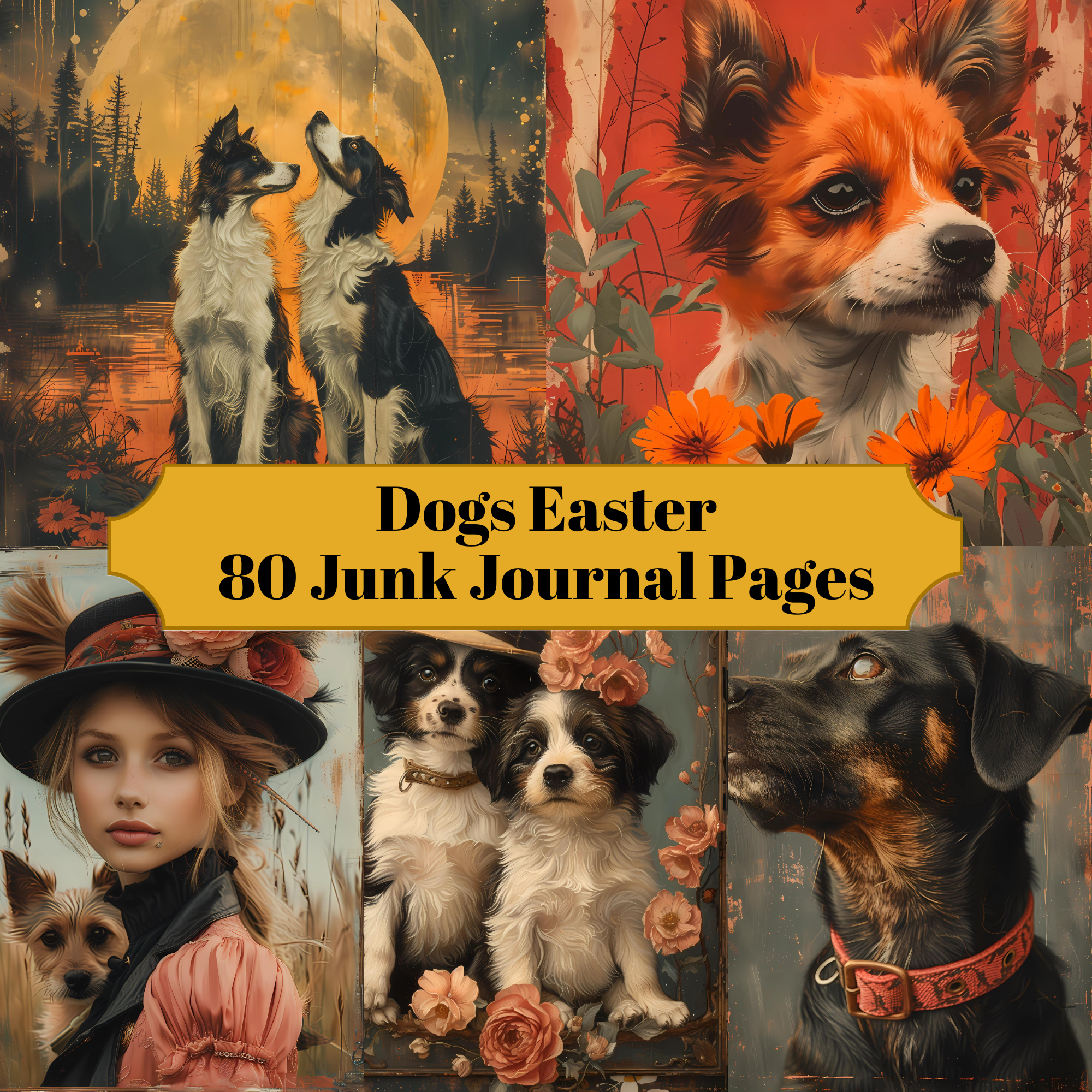 Dogs Easter Junk Journal Pages