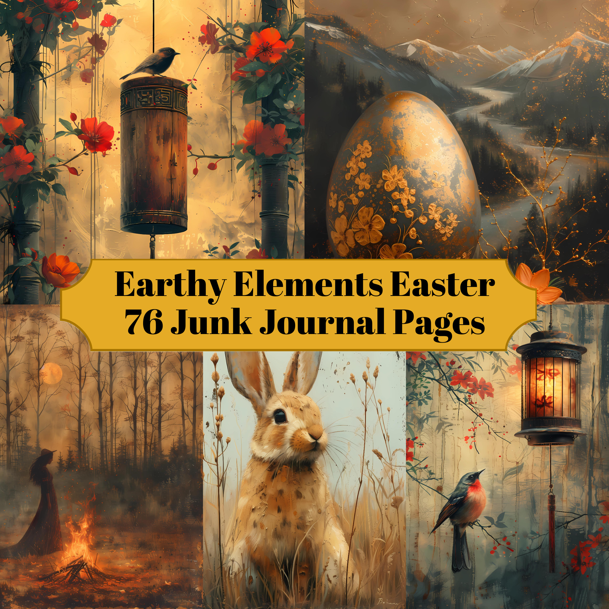 Earthy Elements Easter Junk Journal Pages