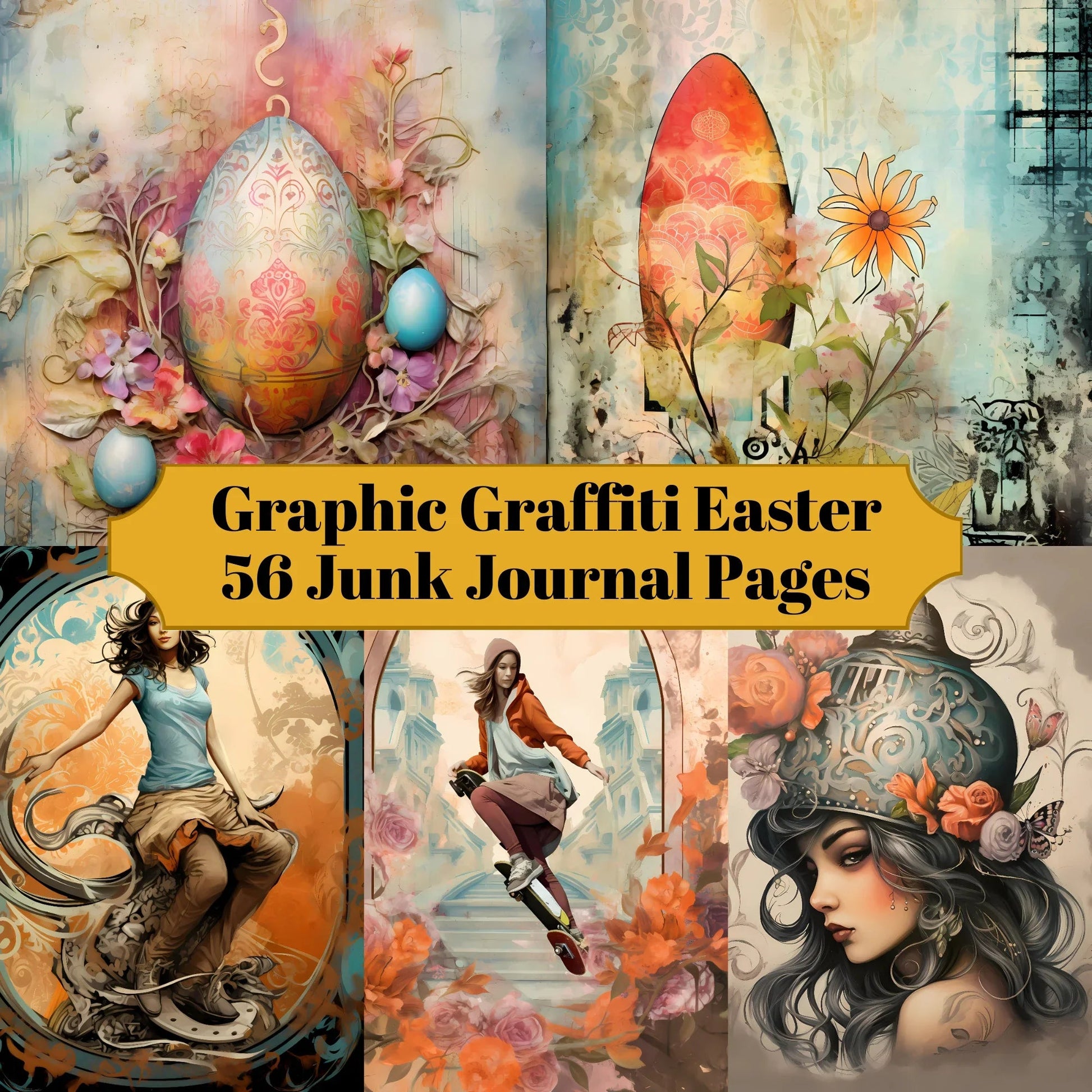 Graphic Graffiti Easter Junk Journal Pages - CraftNest