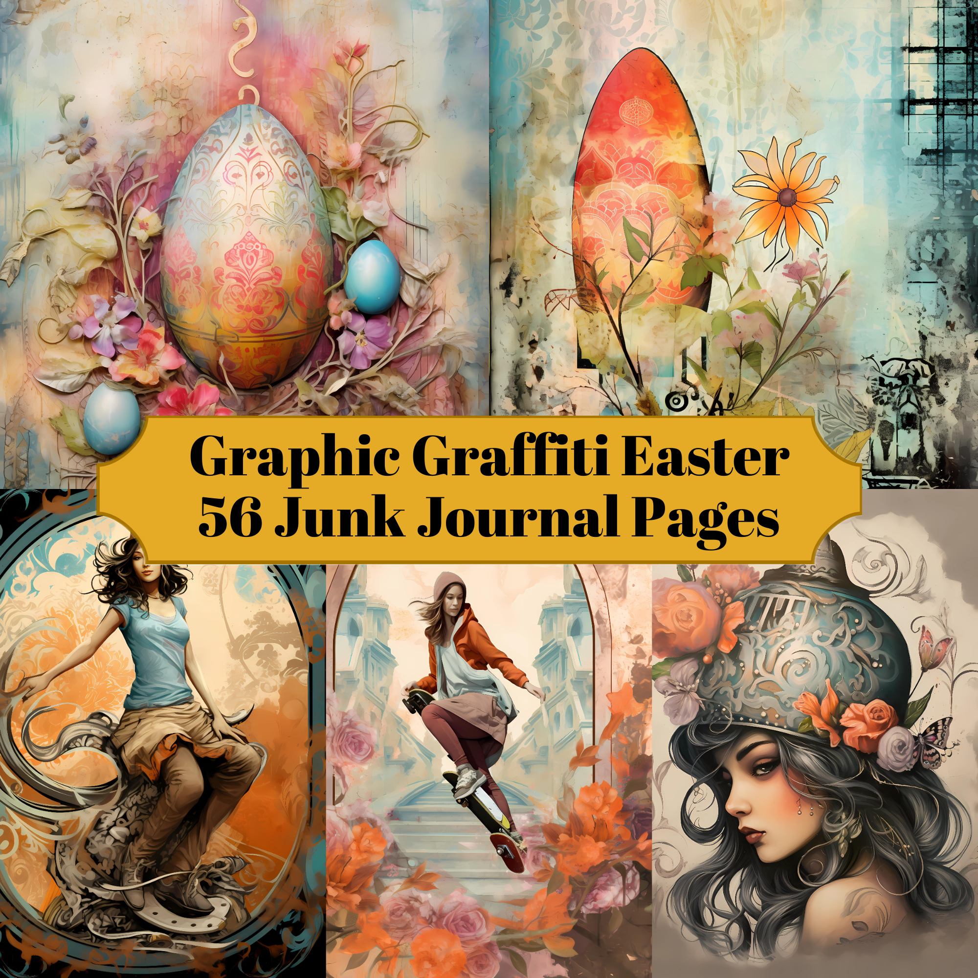Graphic Graffiti Easter Junk Journal Pages