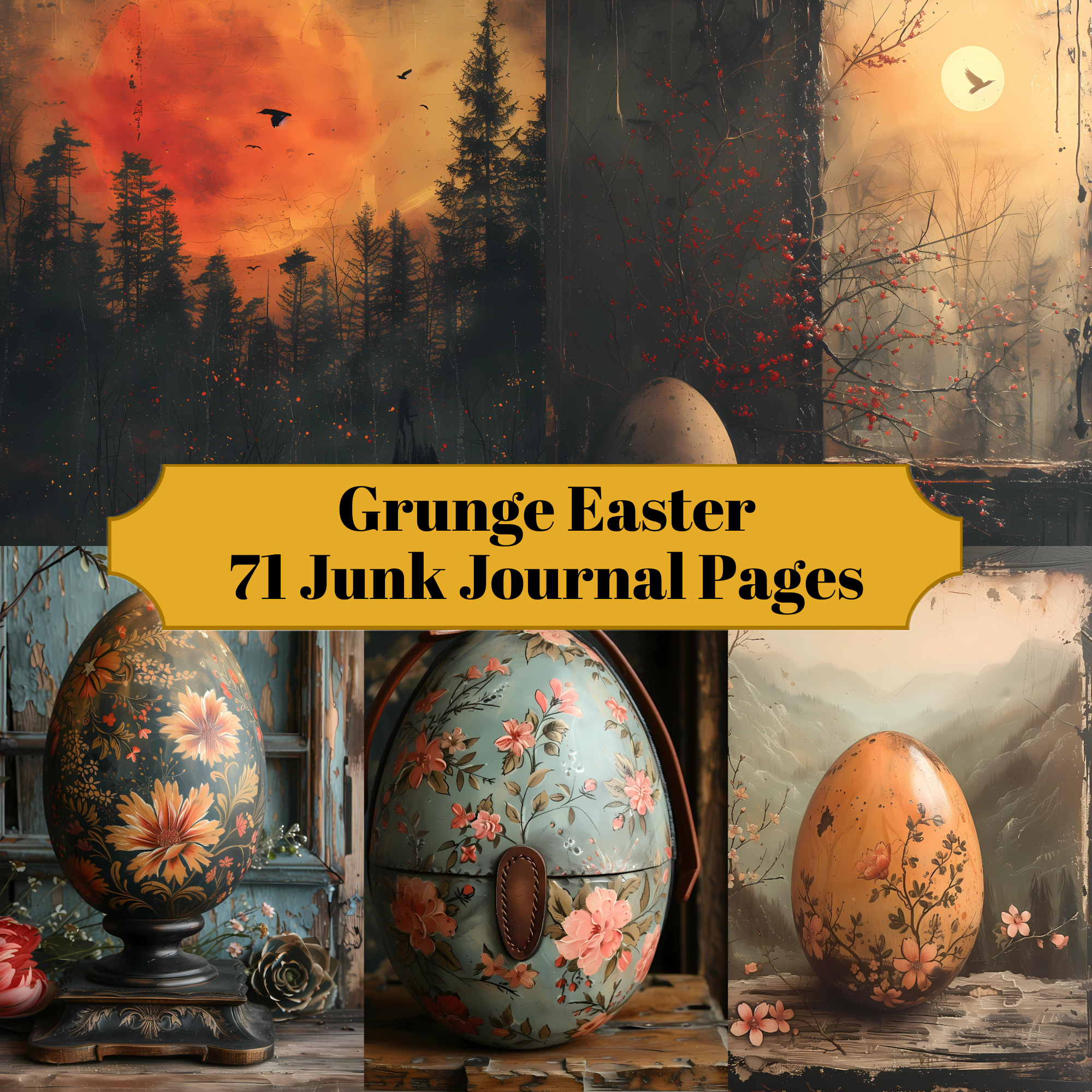 Grunge Easter Junk Journal Pages