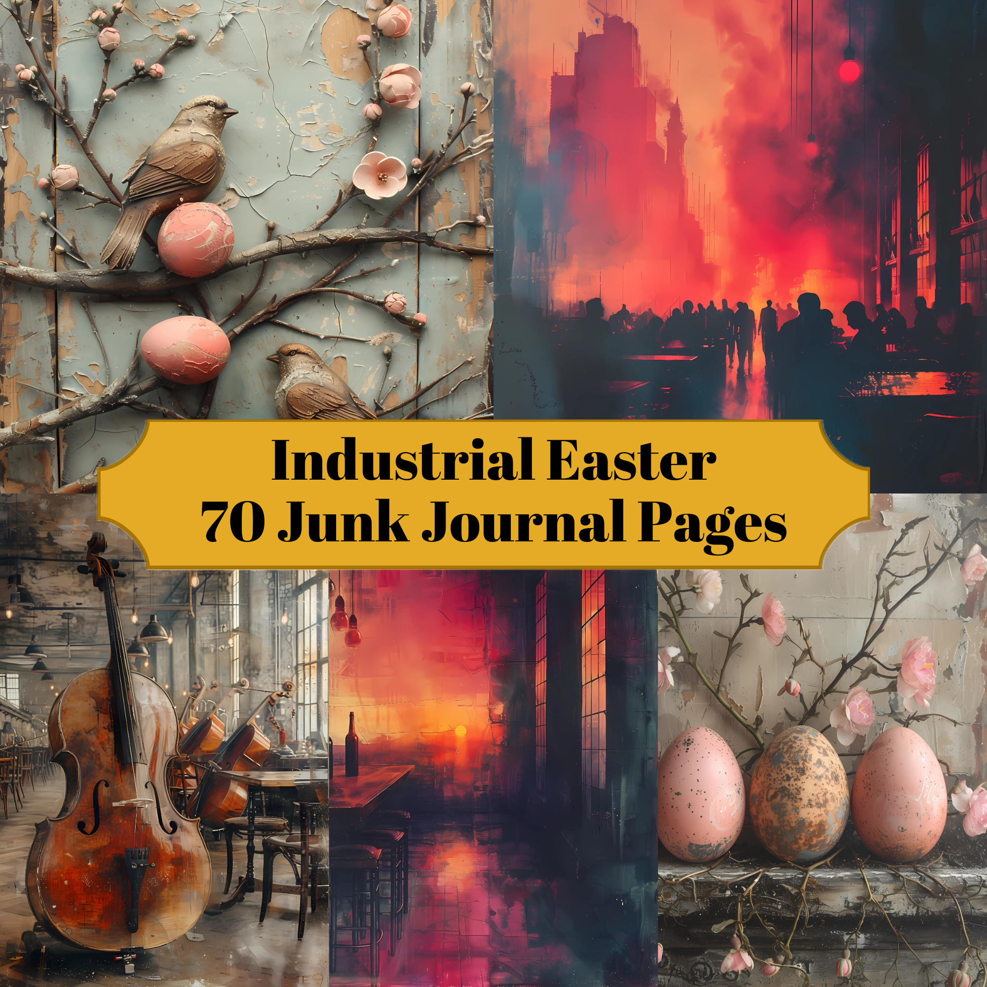 Industrial Easter Junk Journal Pages