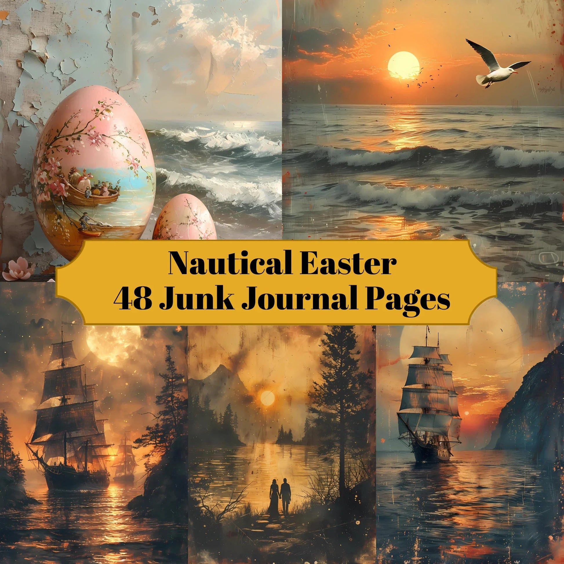 Nautical Easter Junk Journal Pages - CraftNest