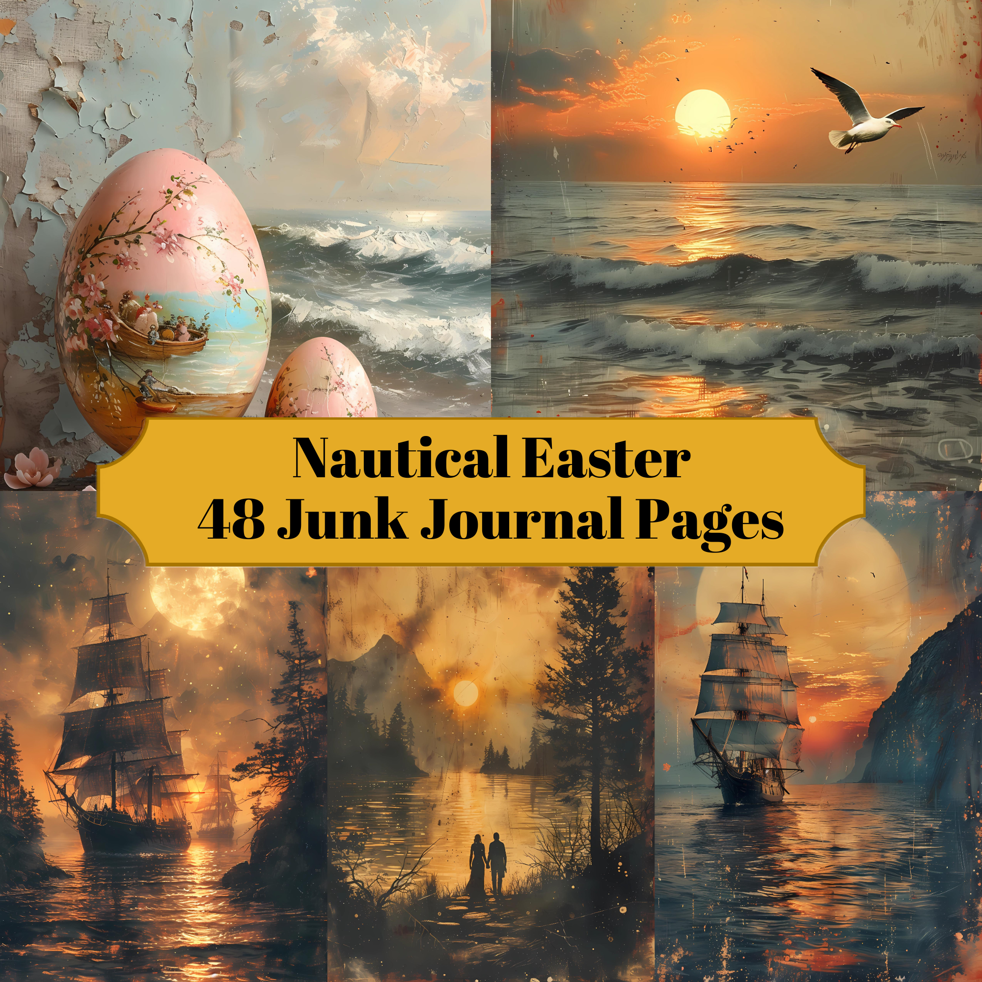 Nautical Easter Junk Journal Pages