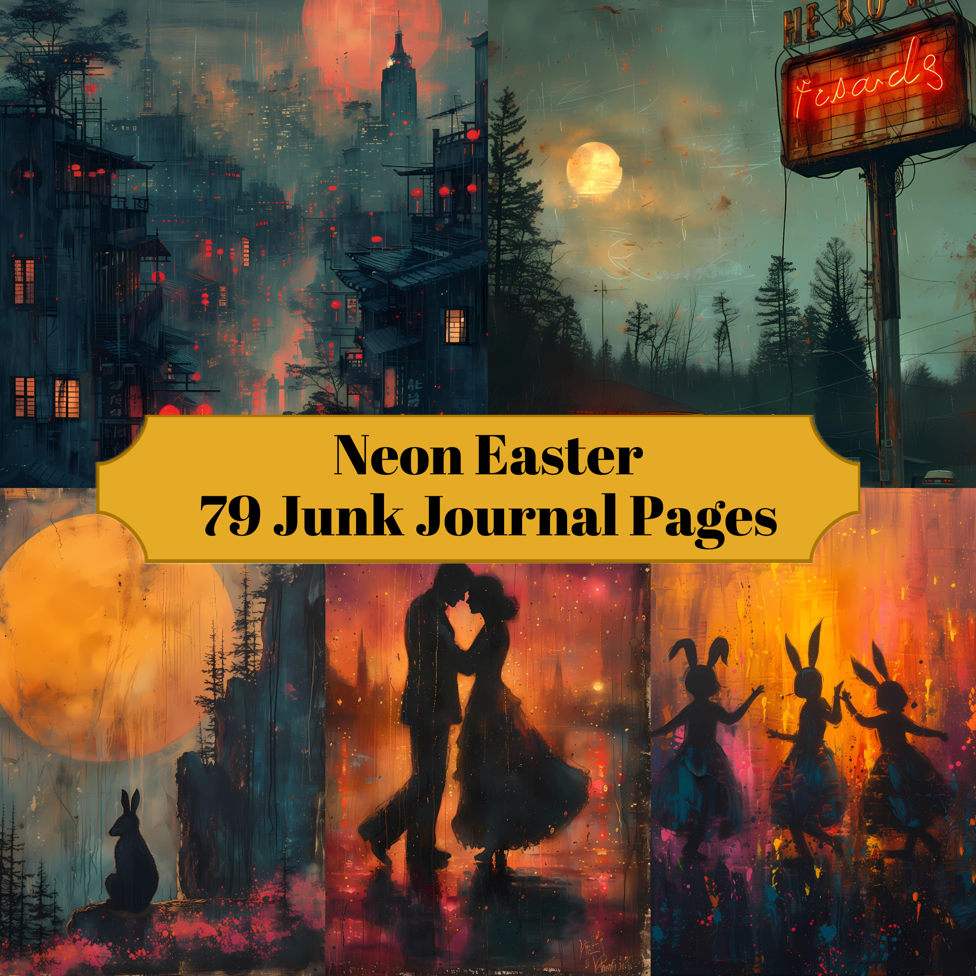 Neon Easter Junk Journal Pages