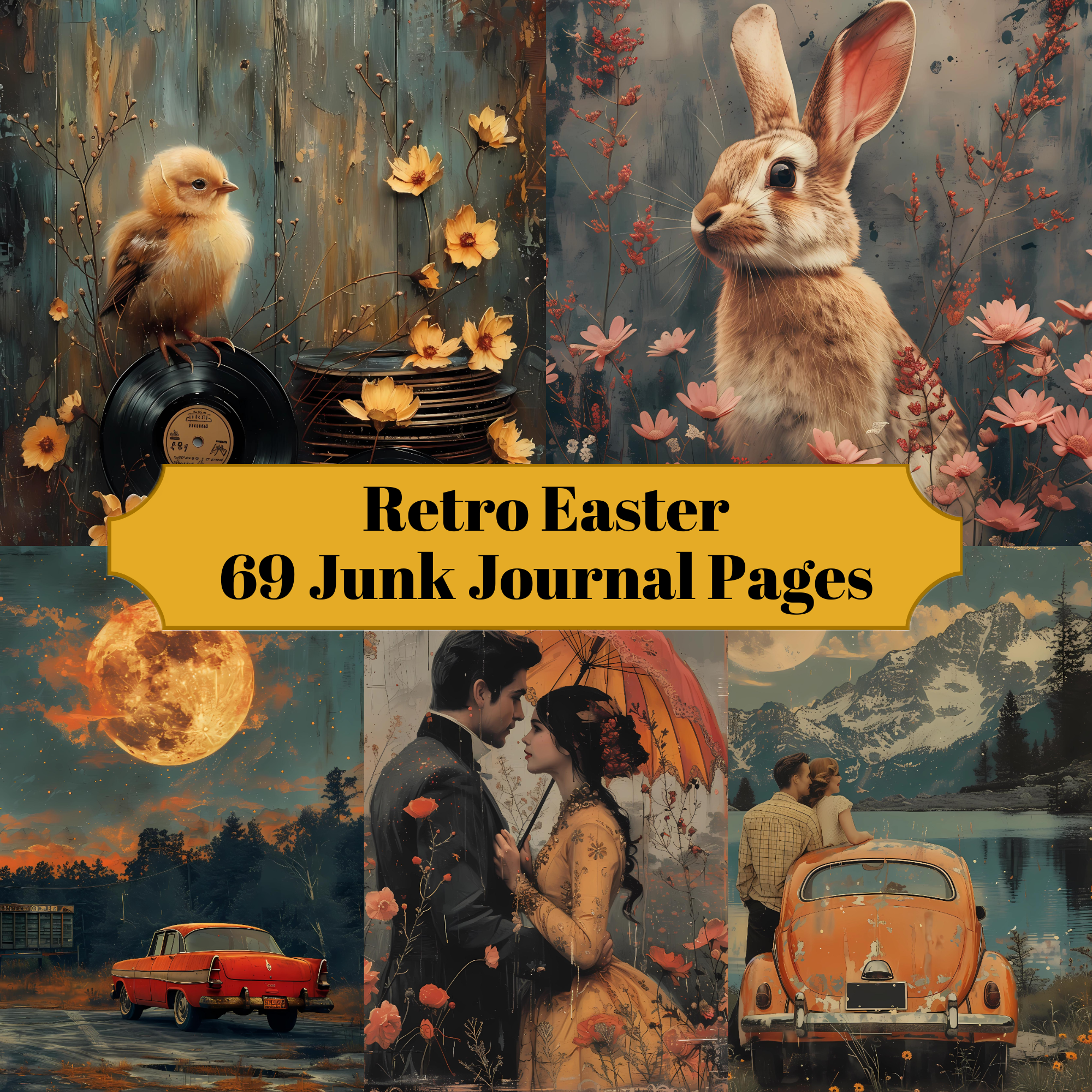 Retro Easter Junk Journal Pages