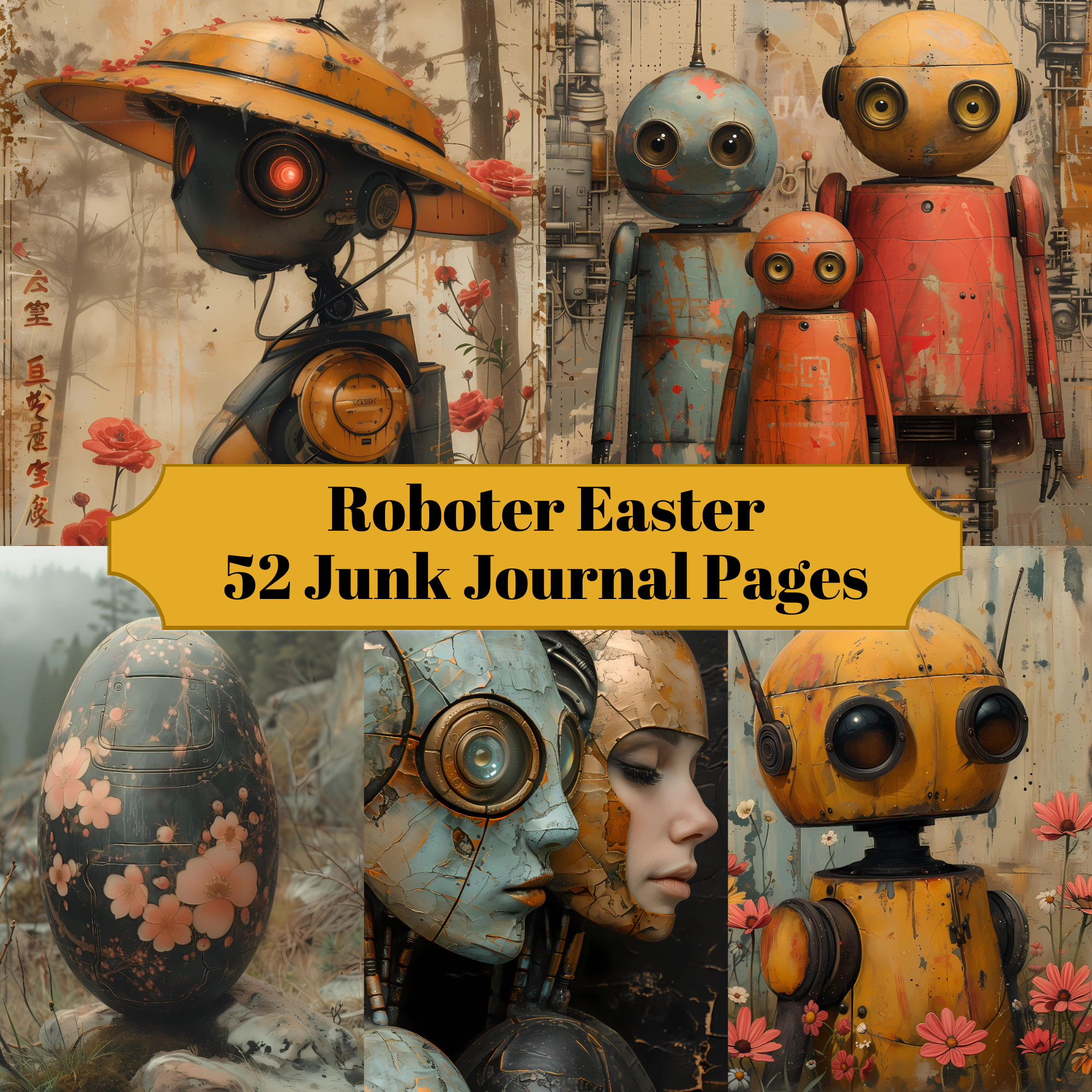 Roboter Easter Junk Journal Pages