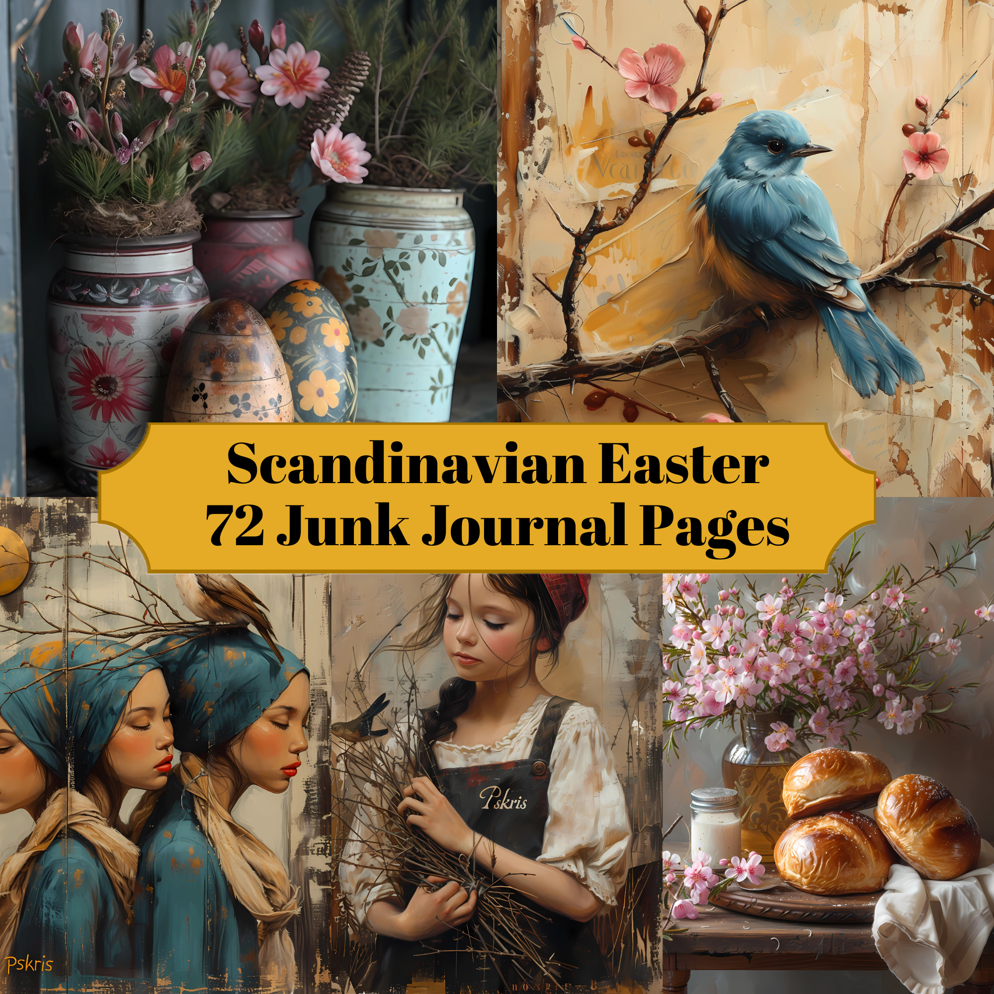 Scandinavian Easter Junk Journal Pages