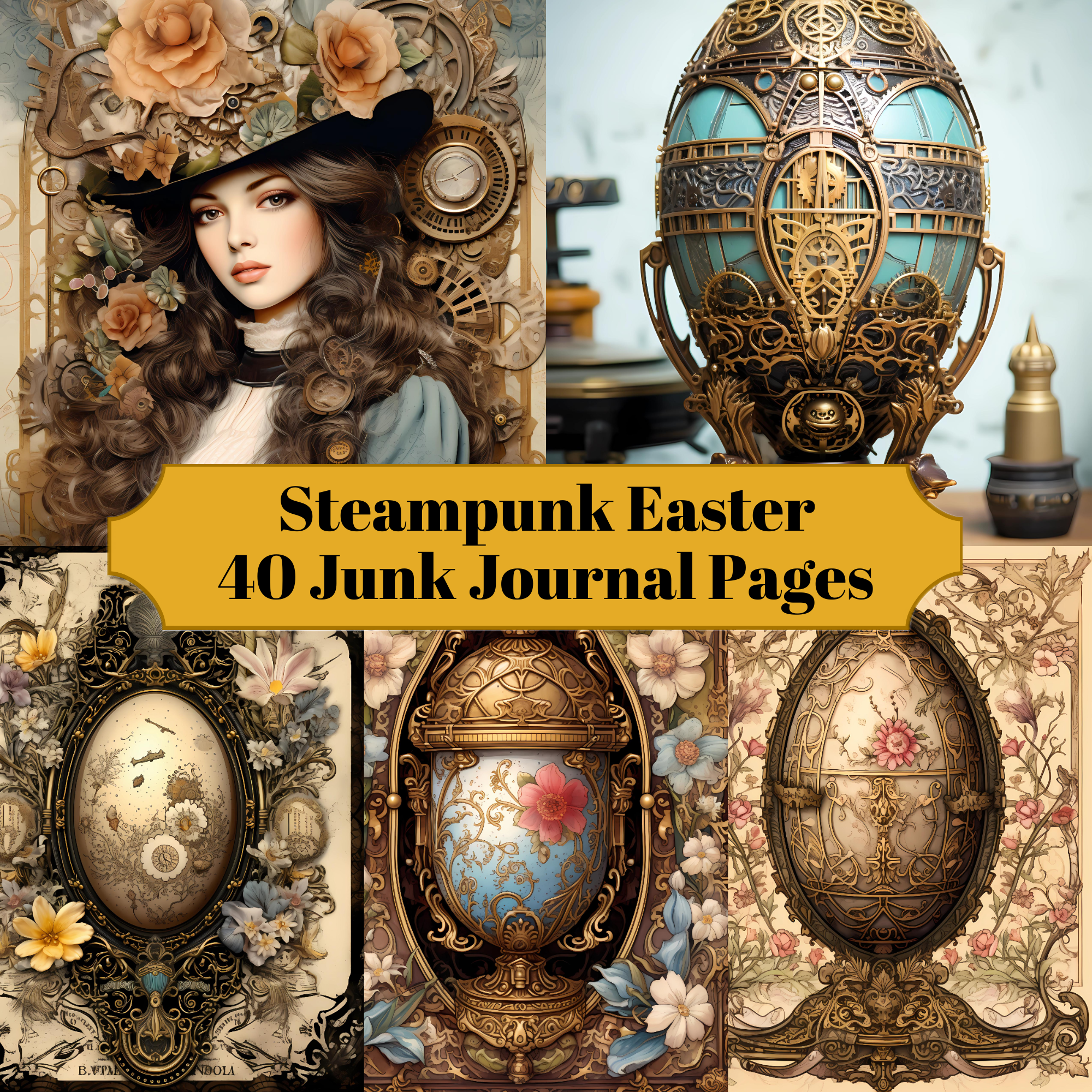 Steampunk Easter Junk Journal Pages