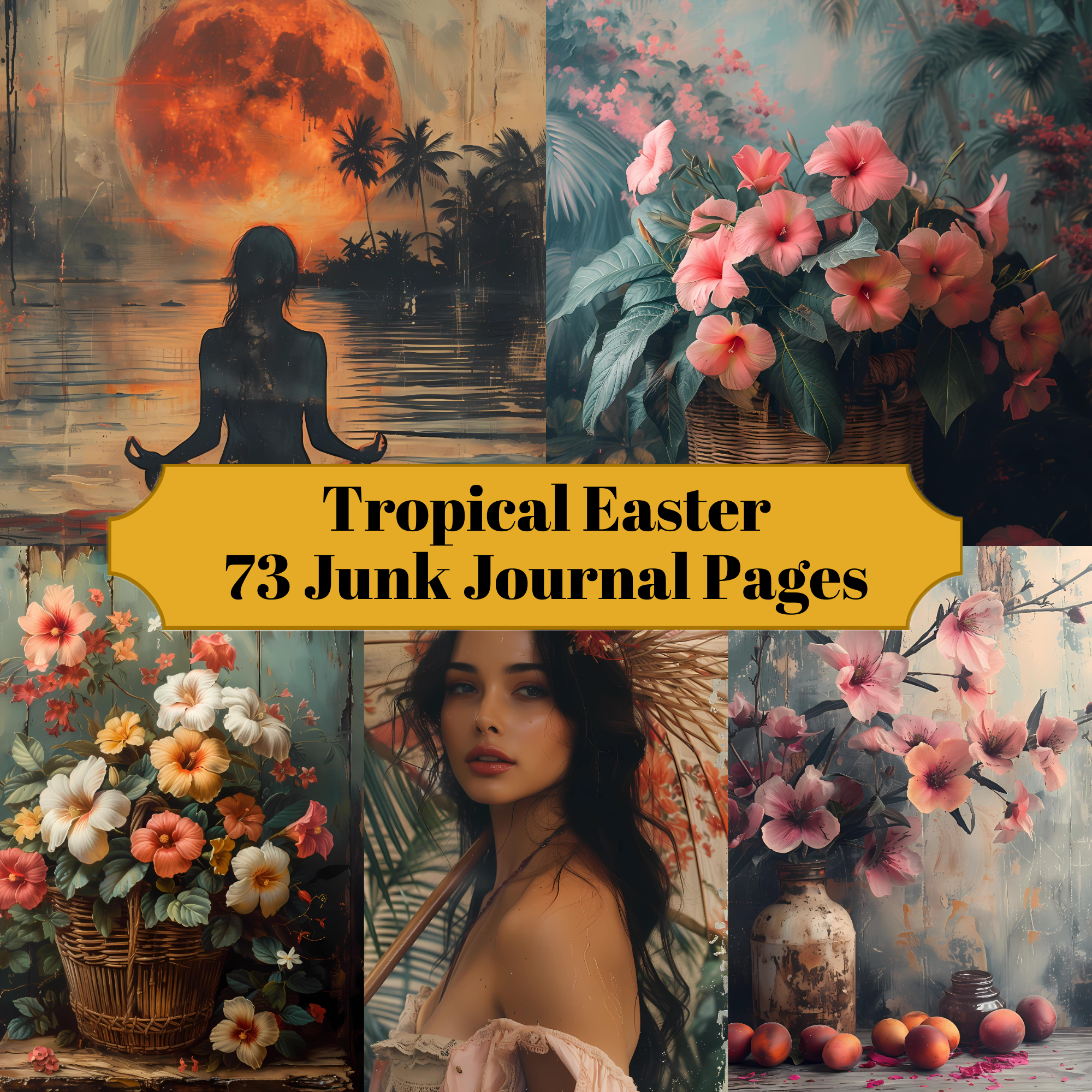 Tropical Easter Junk Journal Pages