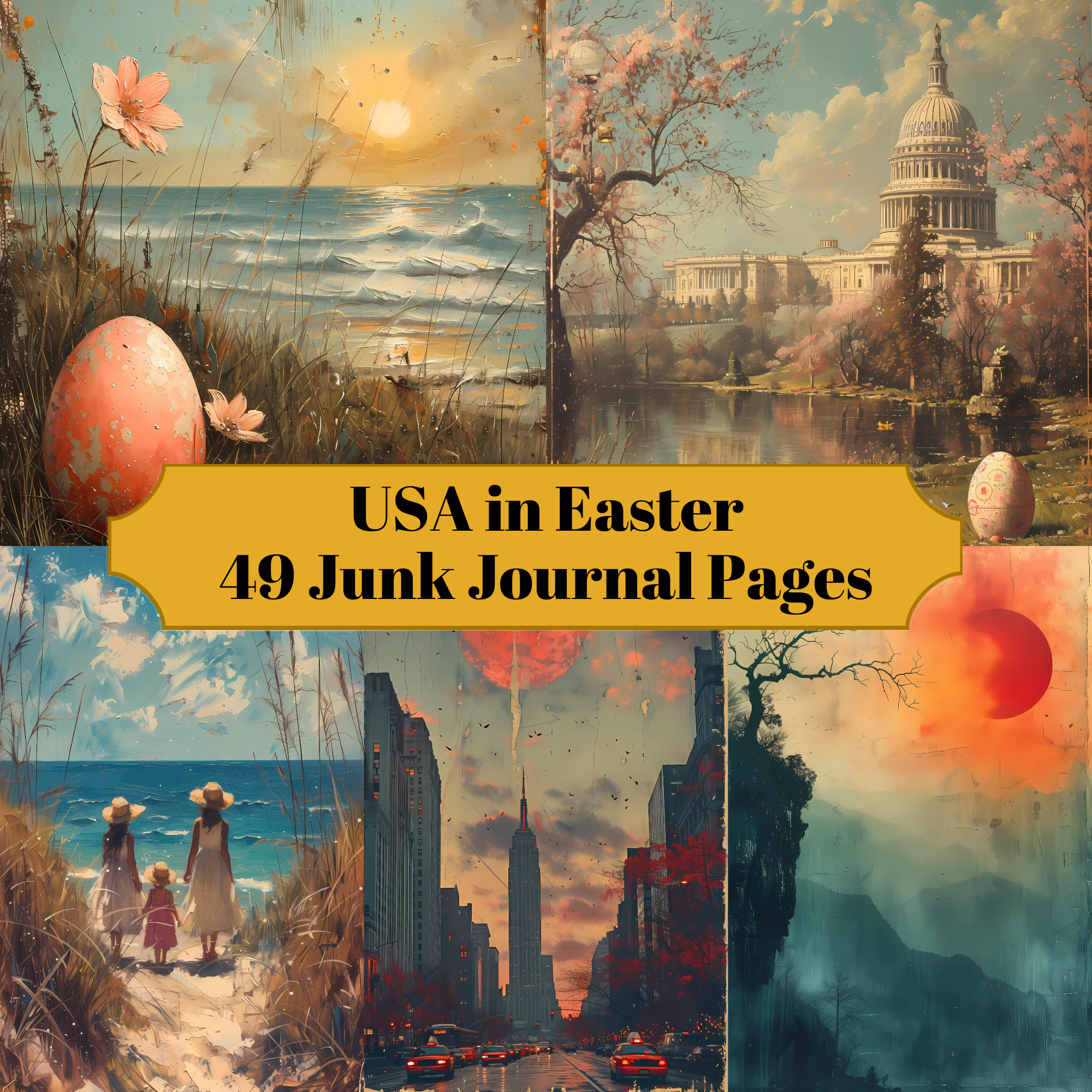 USA in Easter Junk Journal Pages