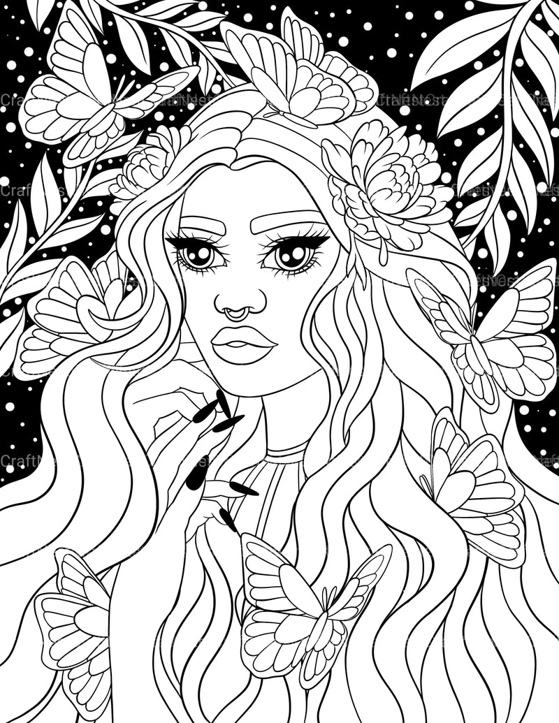 Midnight African Girl Coloring Book - CraftNest - Digital Crafting and Art