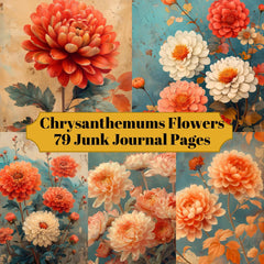 Chrysanthemums Flowers Junk Journal Pages - CraftNest
