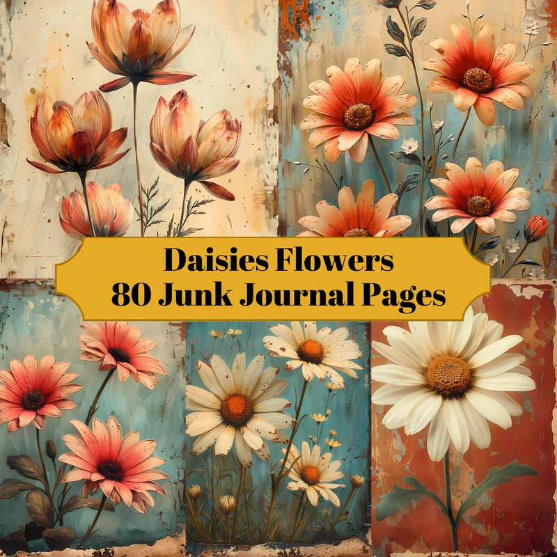 Daisies Flowers Junk Journal Pages - CraftNest