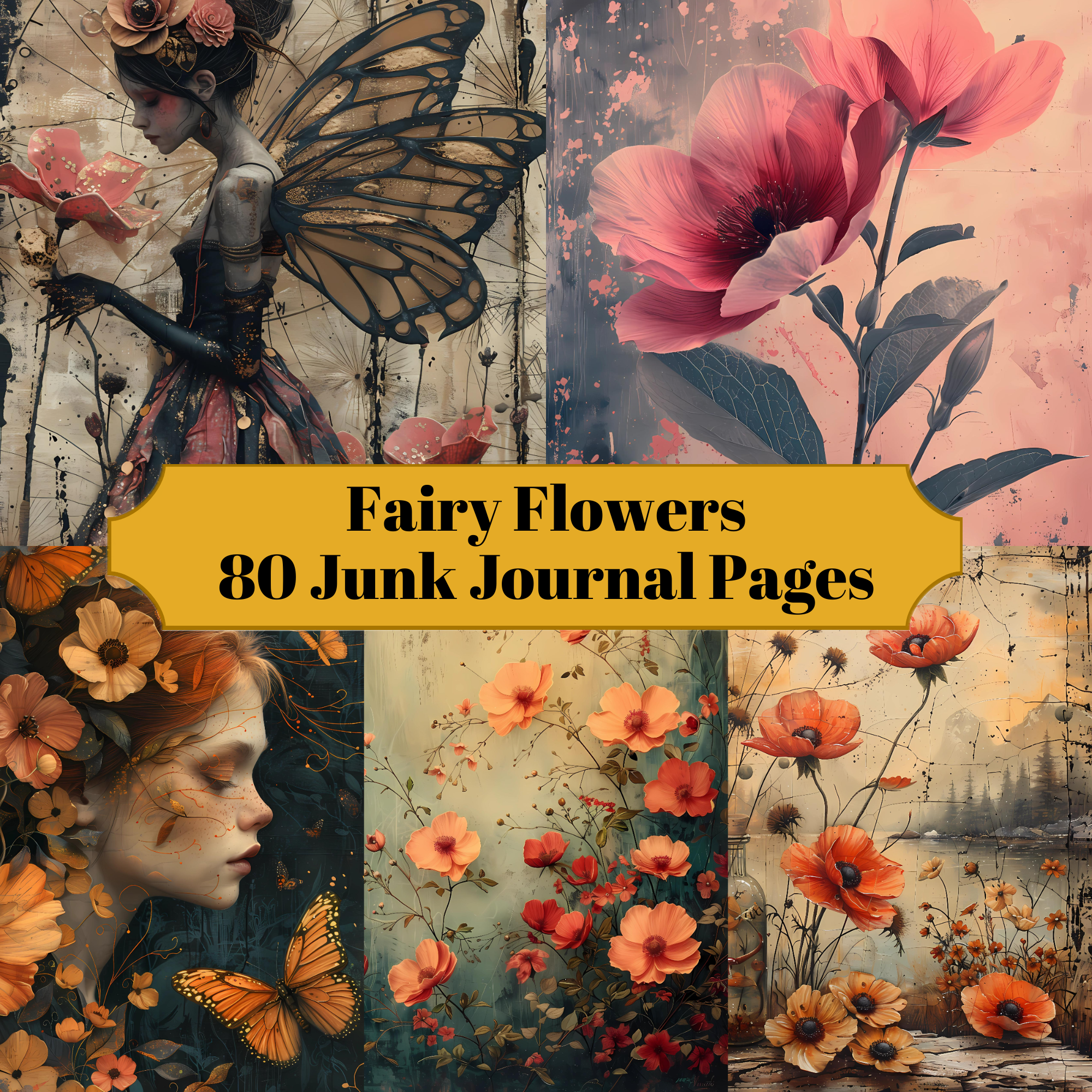 Fairy Flowers Junk Journal Pages
