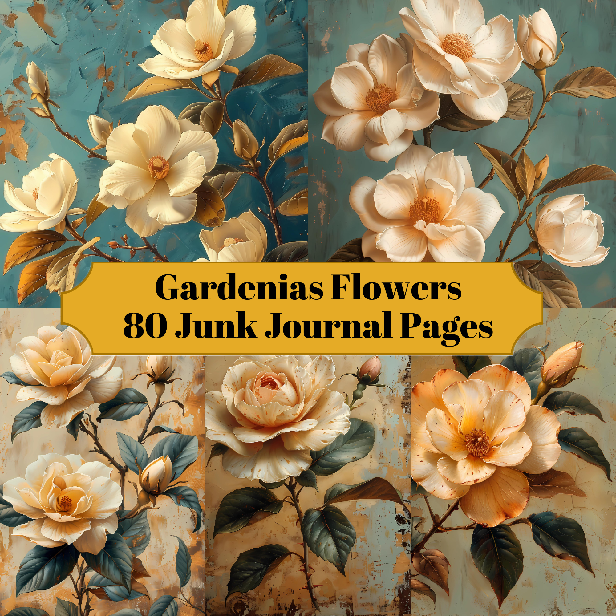 Gardenias Flowers Junk Journal Pages
