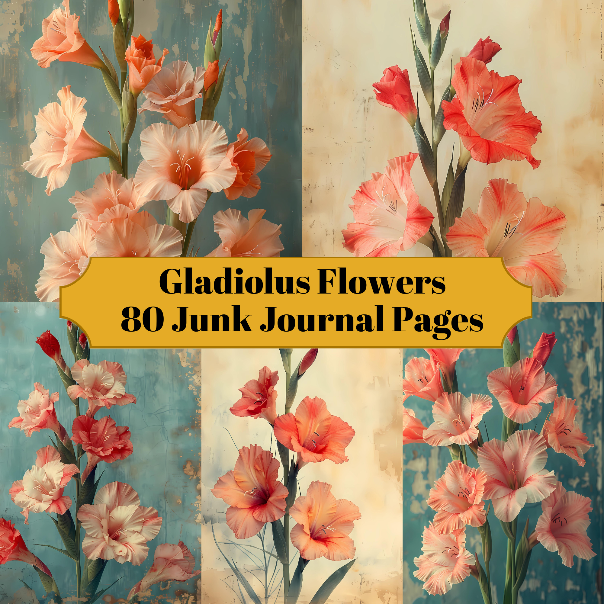 Gladiolus Flowers Junk Journal Pages