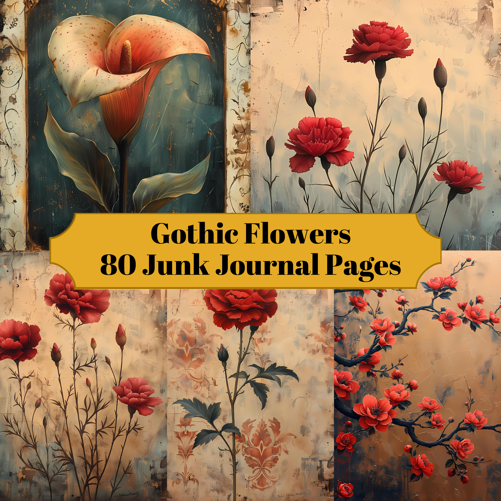 Gothic Flowers Junk Journal Pages