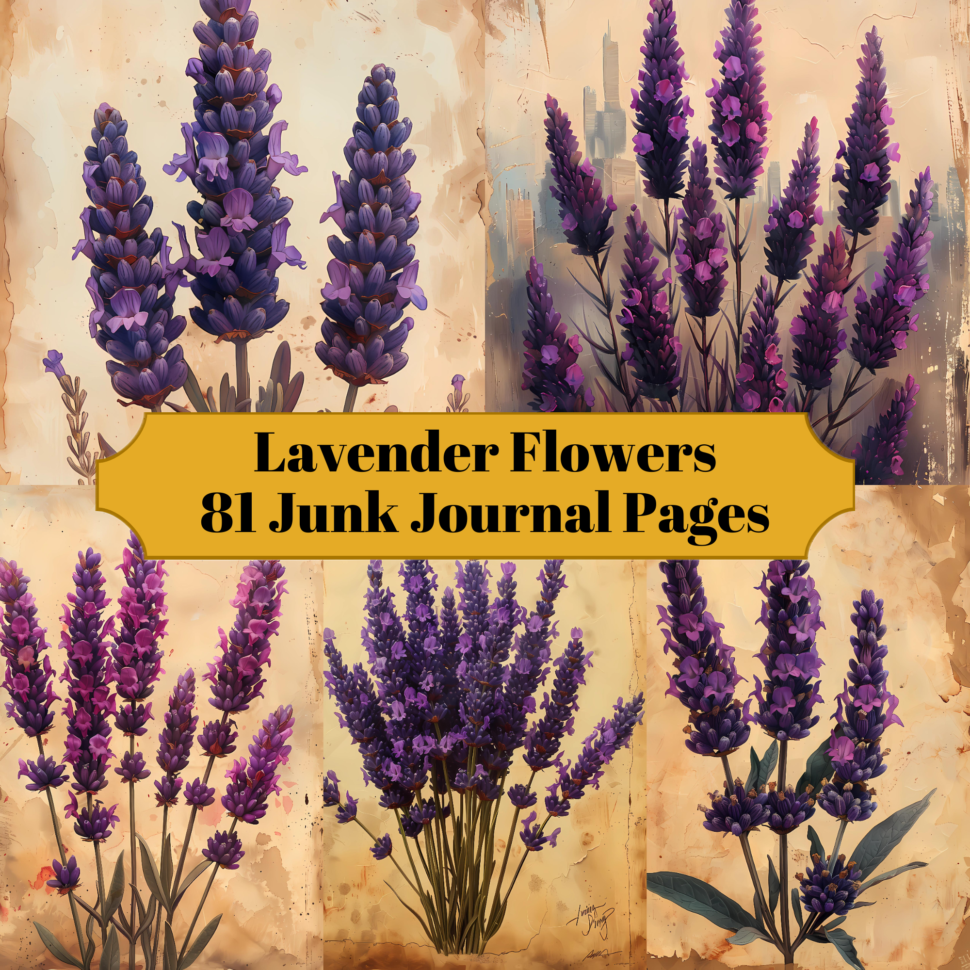 Lavender Flowers Junk Journal Pages