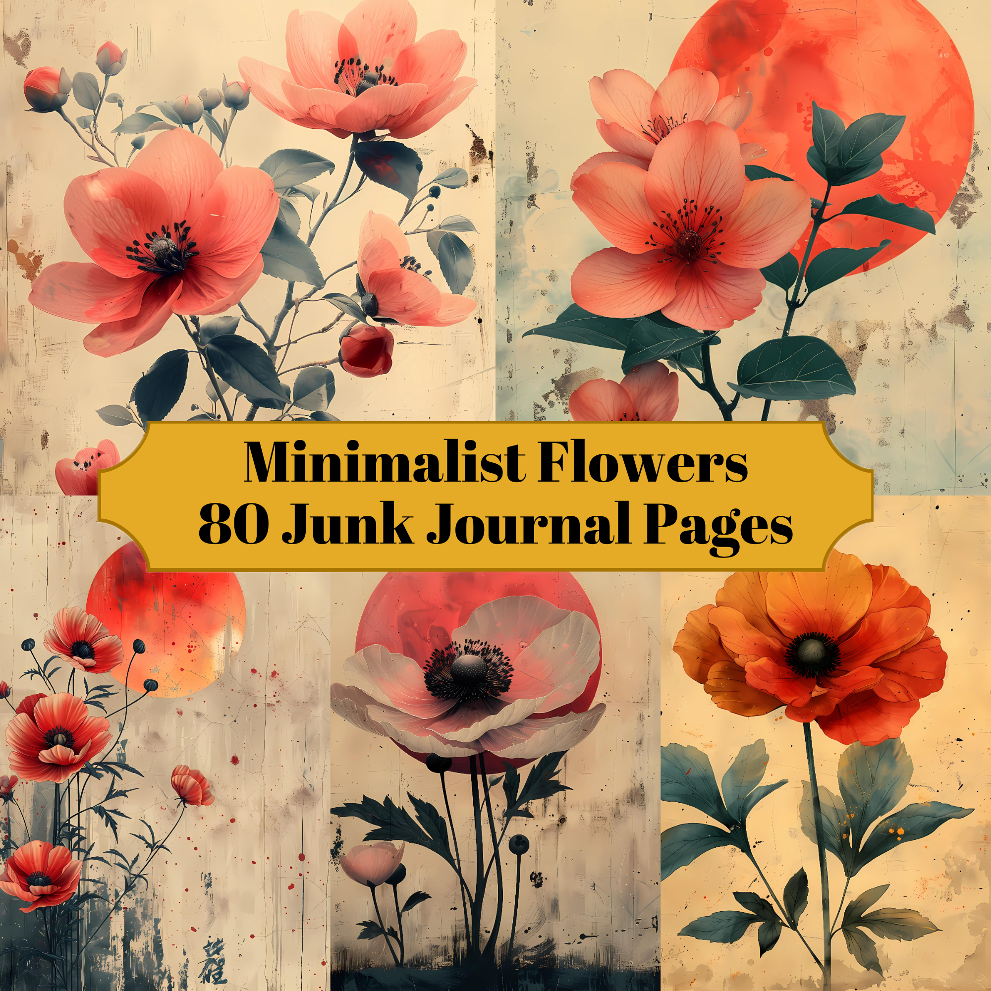 Minimalist Flowers Junk Journal Pages