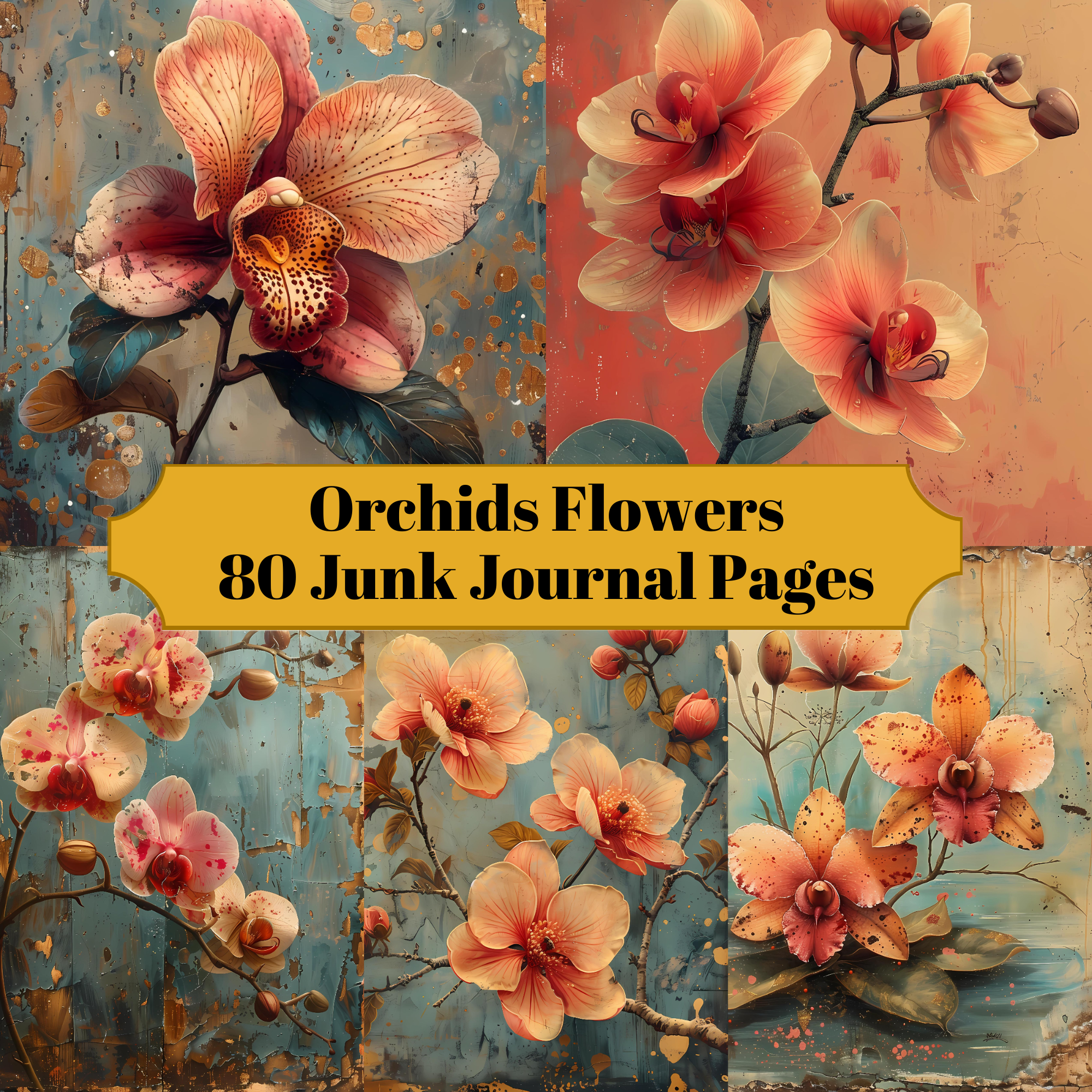 Orchids Flowers Junk Journal Pages