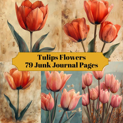 Tulips Flowers Junk Journal Pages - CraftNest