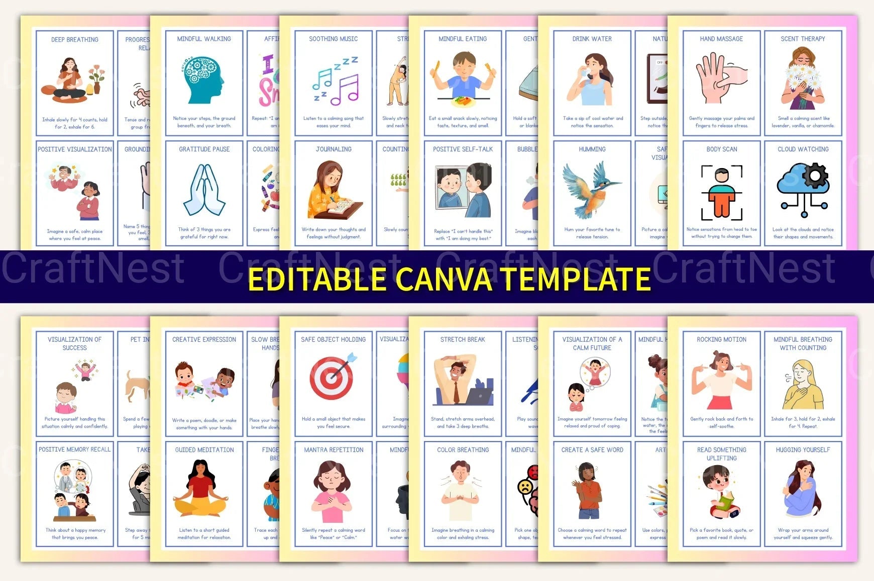 Calming Strategies Coping Skills Cards for Stress Relief - CraftNest - Digital Crafting and Art