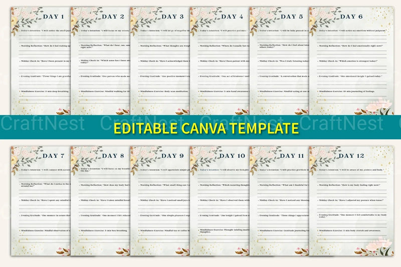 Daily Mindfulness Prompts for Enhanced Well-being - CraftNest - Digital Crafting and Art