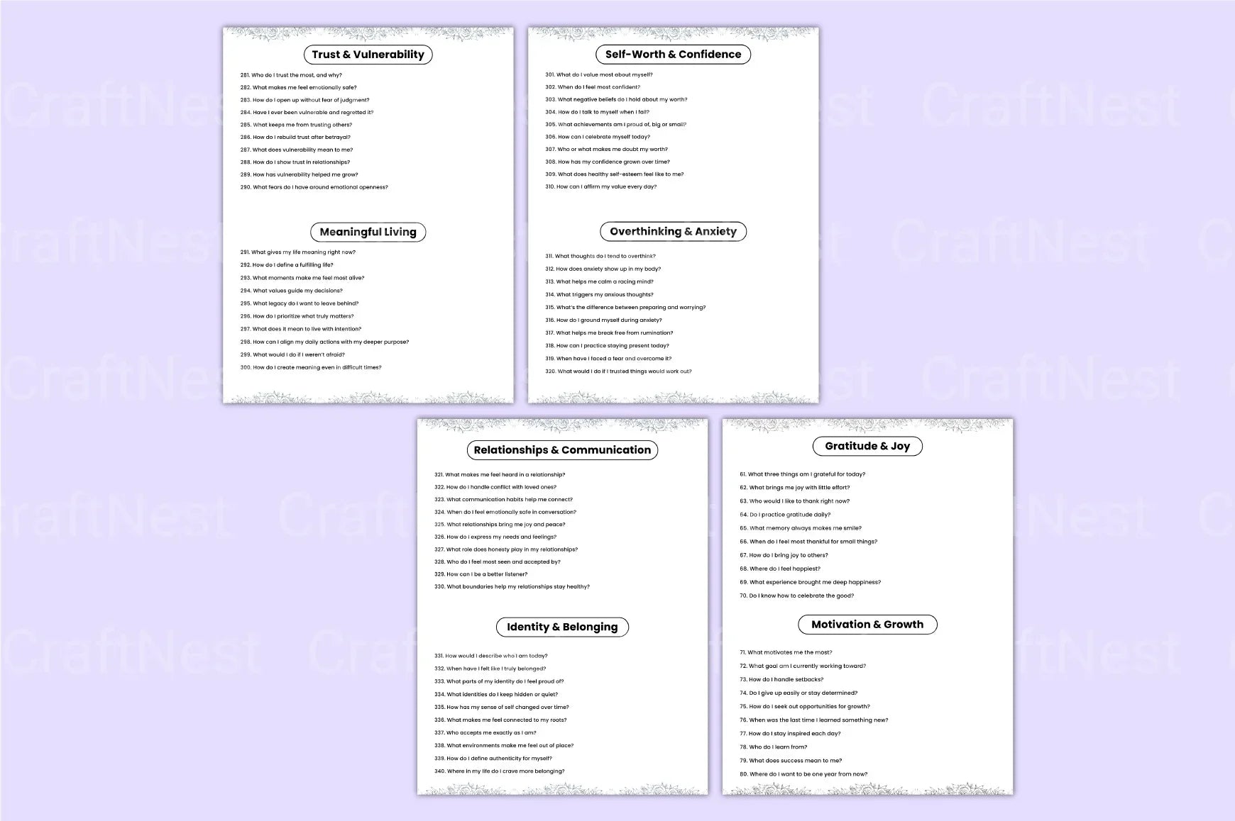Mental Health Prompts for Wellness and Growth - CraftNest - Digital Crafting and Art