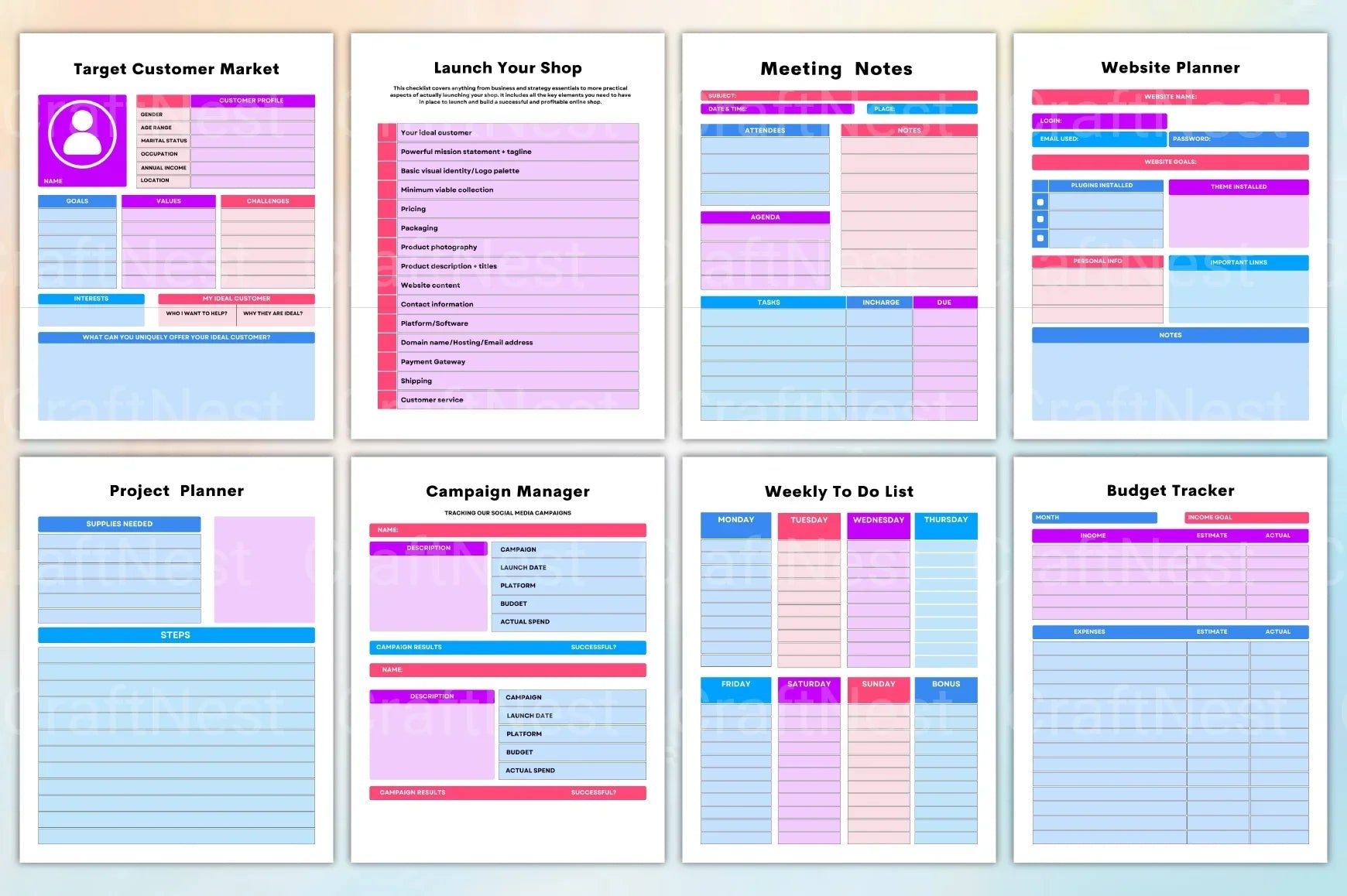 Small Business Planner for Entrepreneurs - CraftNest - Digital Crafting and Art