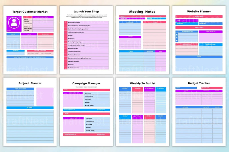 Small Business Planner for Entrepreneurs - CraftNest - Digital Crafting and Art