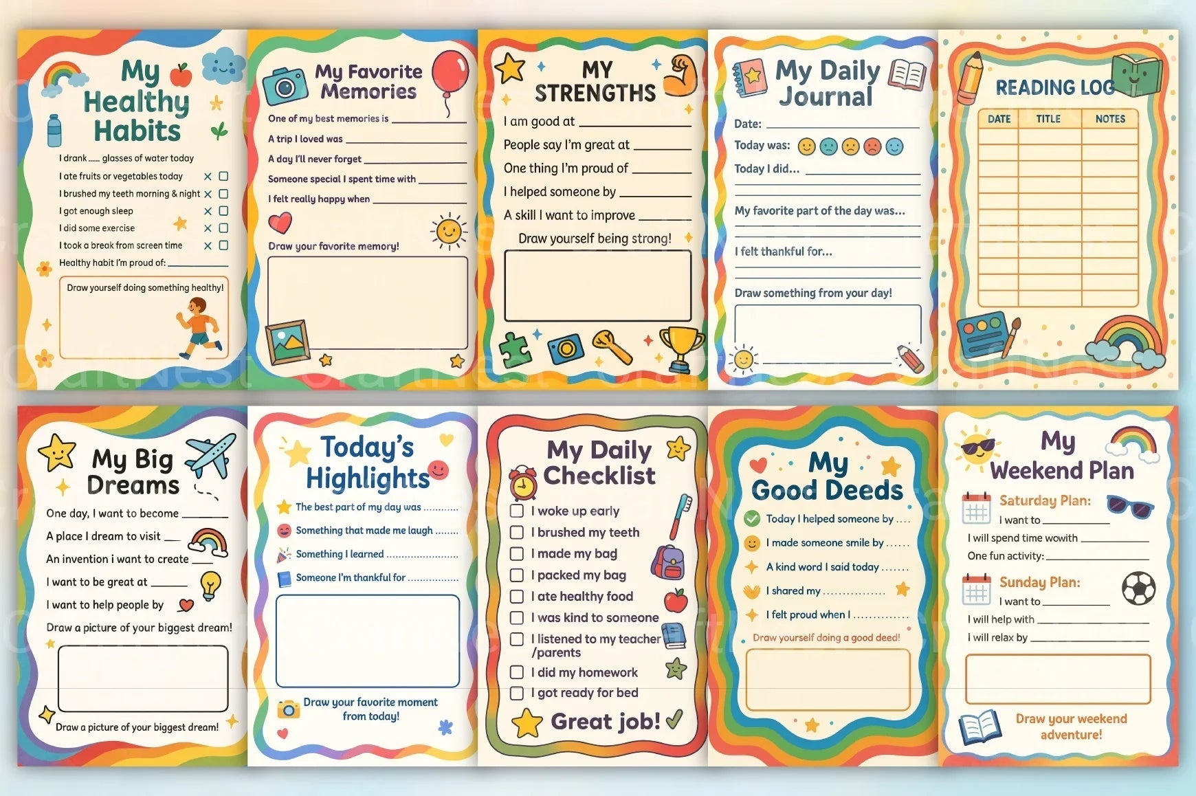 Kids Colorful Planner - CraftNest - Digital Crafting and Art