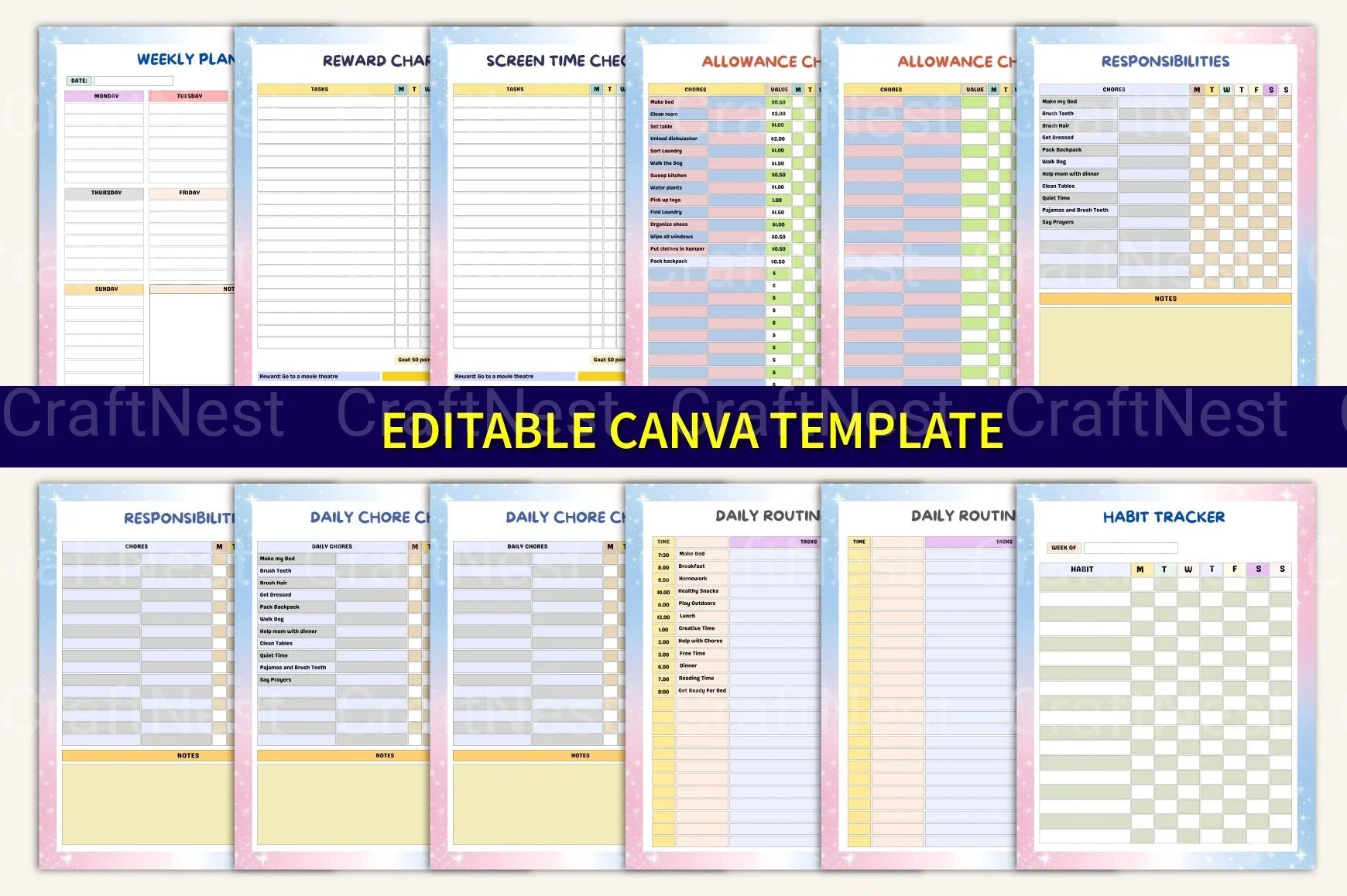 Kids Task Reward Charts for Motivation and Organization - CraftNest - Digital Crafting and Art