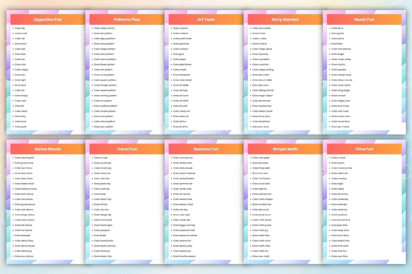 Kids Coloring Activity Prompts - CraftNest - Digital Crafting and Art