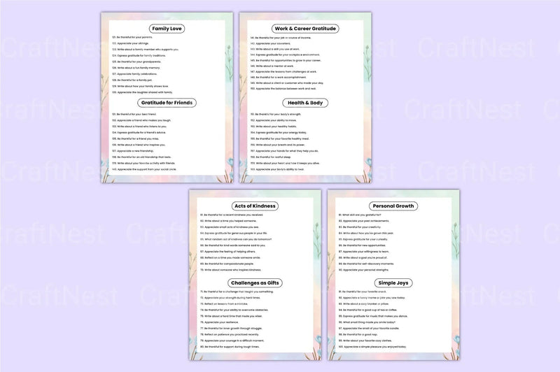 Gratitude Prompts for Daily Reflection - CraftNest - Digital Crafting and Art