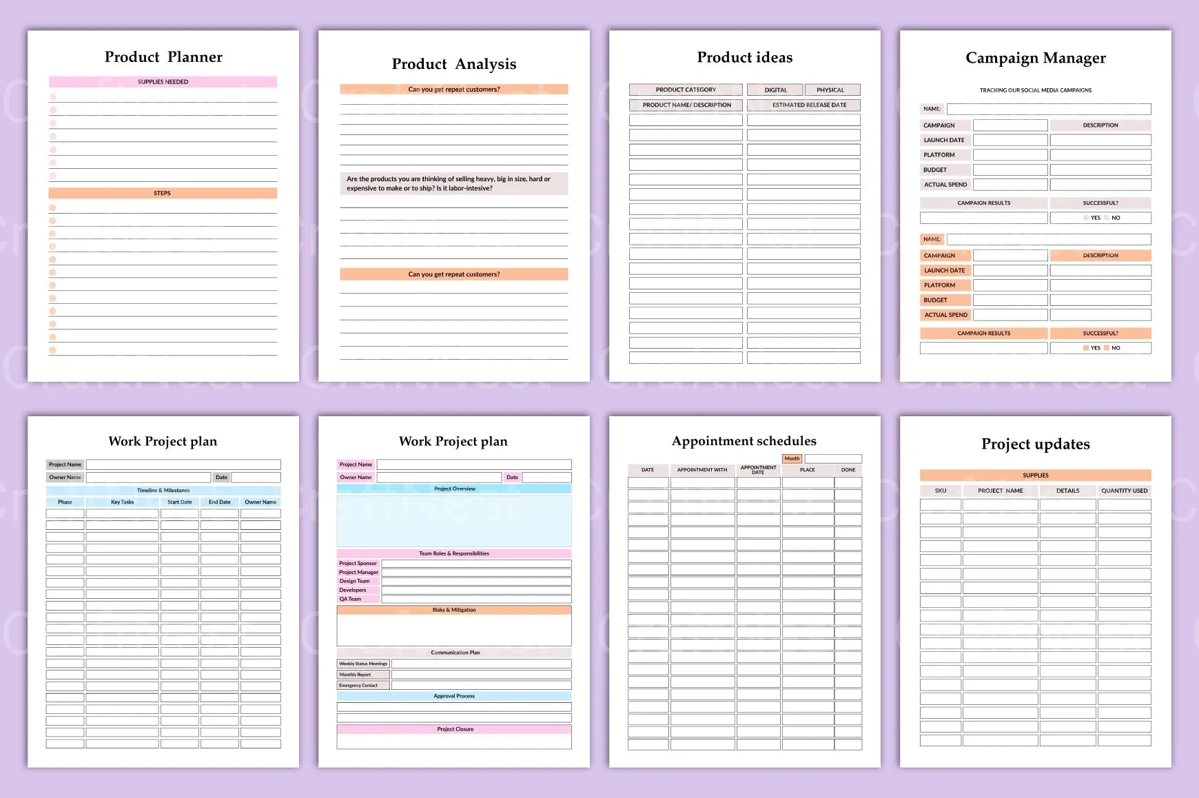 Project Management Planner - CraftNest - Digital Crafting and Art