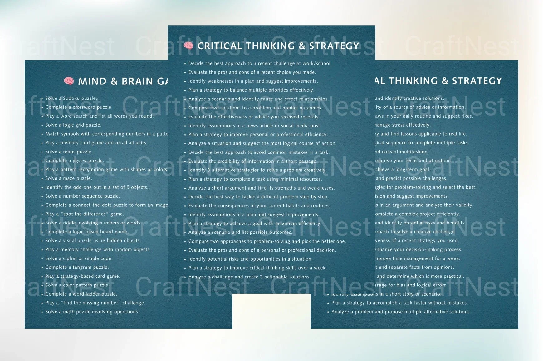 Brain Training Prompts Book for Cognitive Enhancement - CraftNest - Digital Crafting and Art