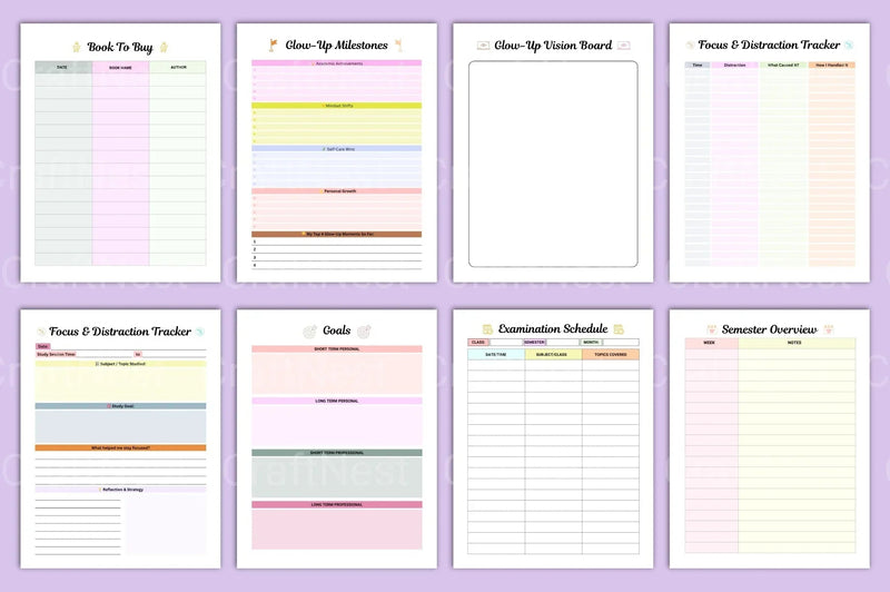 Study Glow Up Planner for Academic Success - CraftNest - Digital Crafting and Art