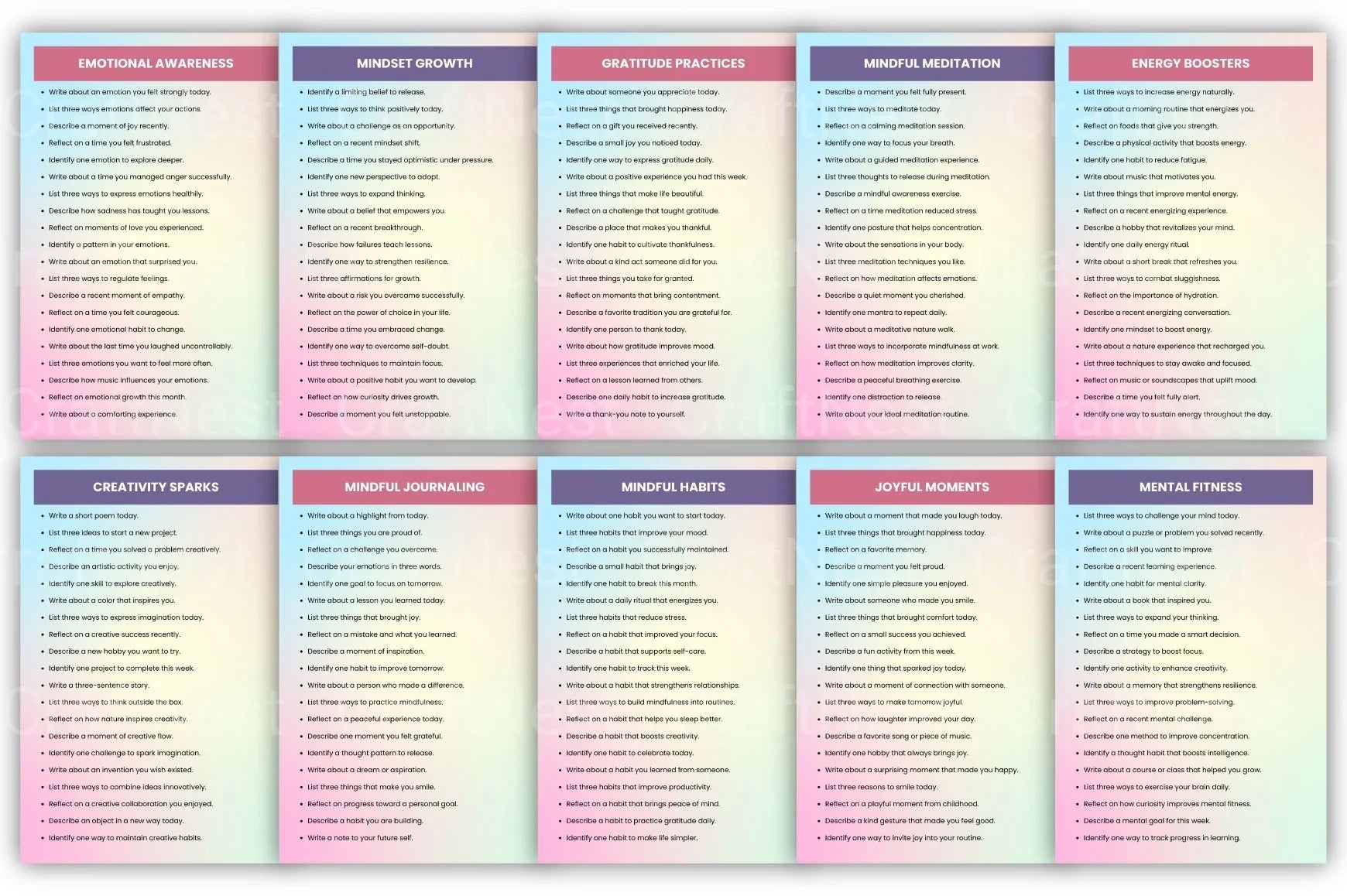 Mental Glow Prompts for Mindfulness and Well-being - CraftNest - Digital Crafting and Art