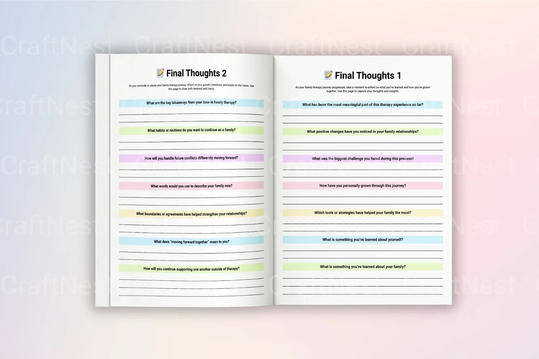 Family Therapy Workbook: Enhance Relationships and Communication - CraftNest - Digital Crafting and Art