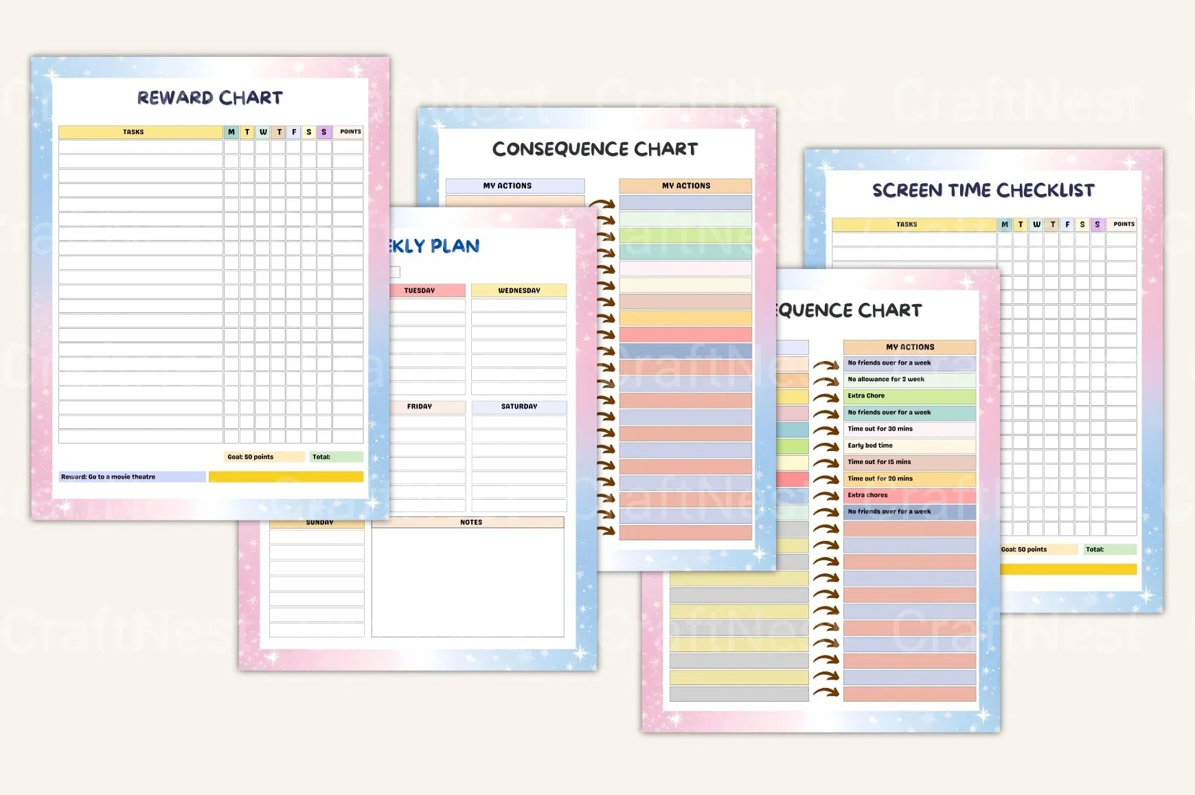 Kids Task Reward Charts for Motivation - CraftNest - Digital Crafting and Art