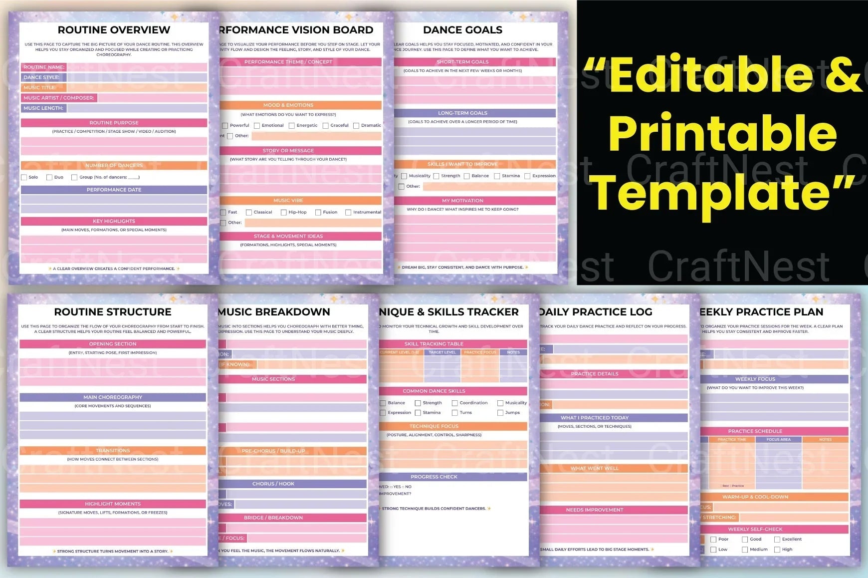 Dance Routine Planner - CraftNest - Digital Crafting and Art