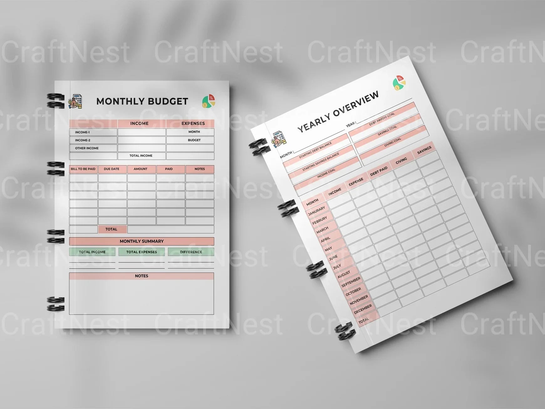 Financial Budget Planner Template - CraftNest - Digital Crafting and Art
