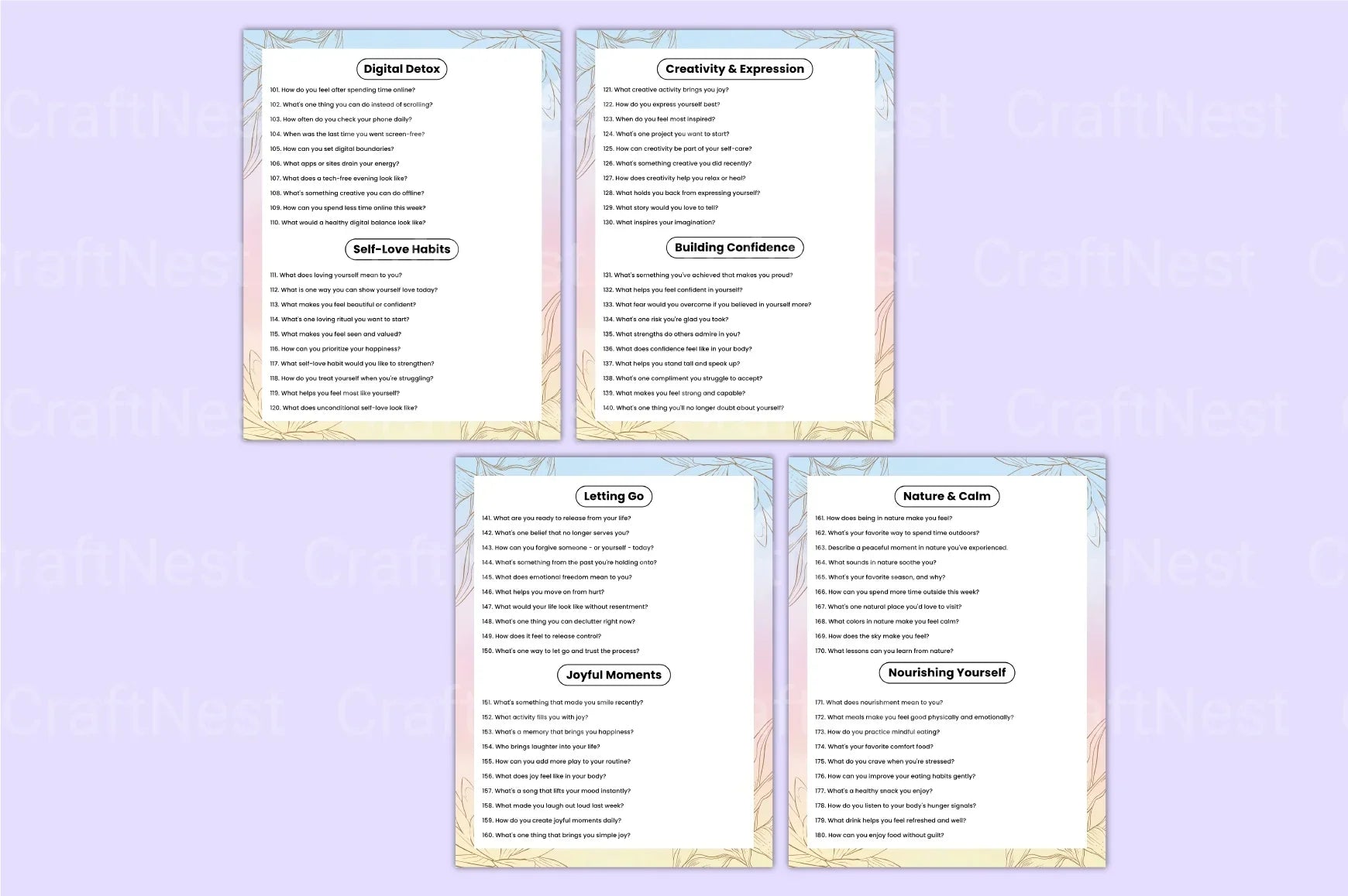 Self Care Prompts for Personal Wellbeing - CraftNest - Digital Crafting and Art