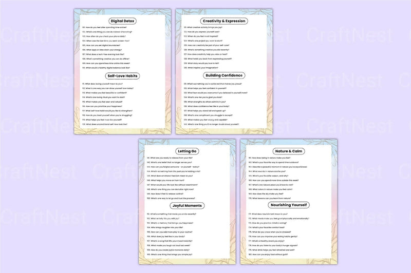 Self Care Prompts for Personal Wellbeing - CraftNest - Digital Crafting and Art