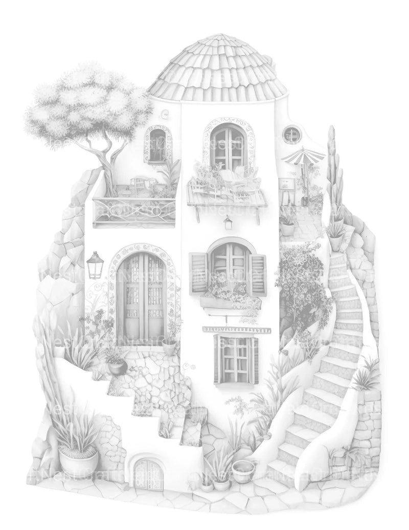 Greek Tiny House Coloring Book - CraftNest - Digital Crafting and Art