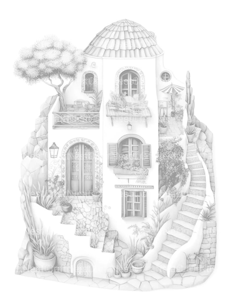 Greek Tiny House Coloring Book - CraftNest - Digital Crafting and Art