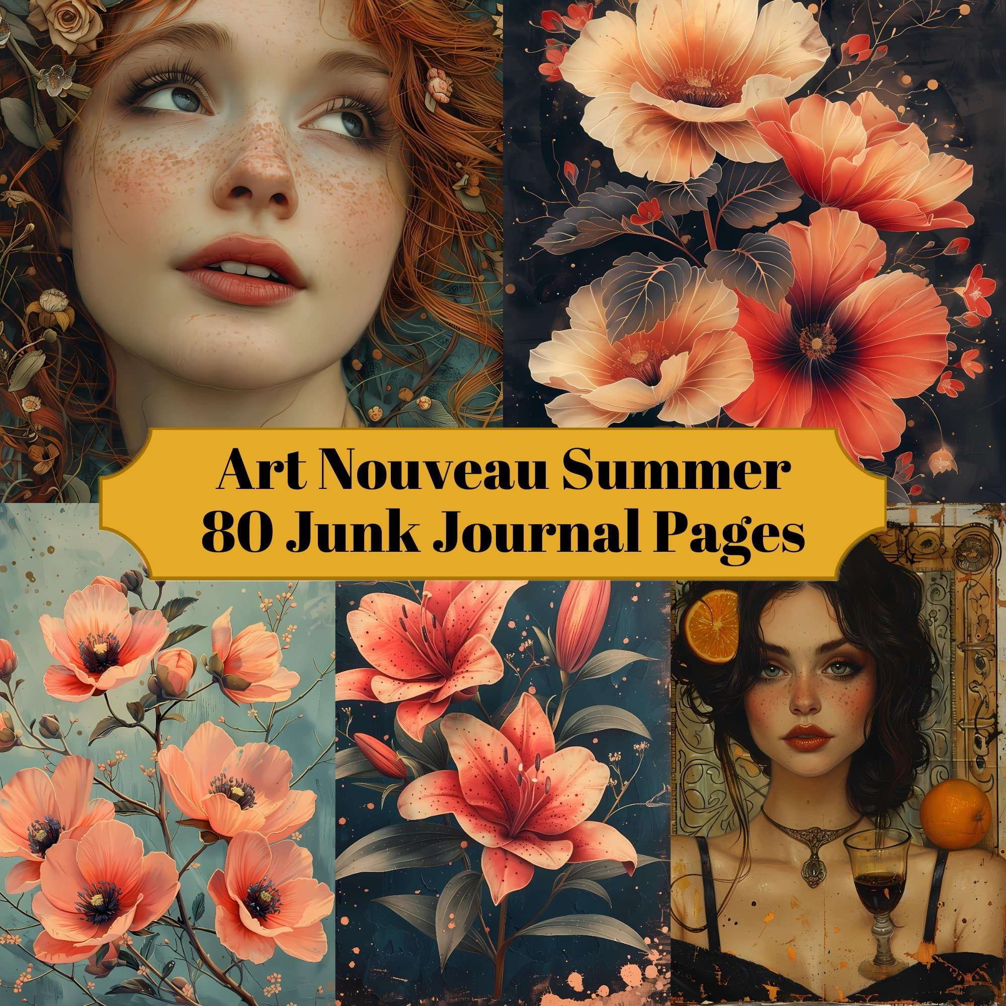 Art Nouveau Summer Junk Journal Pages