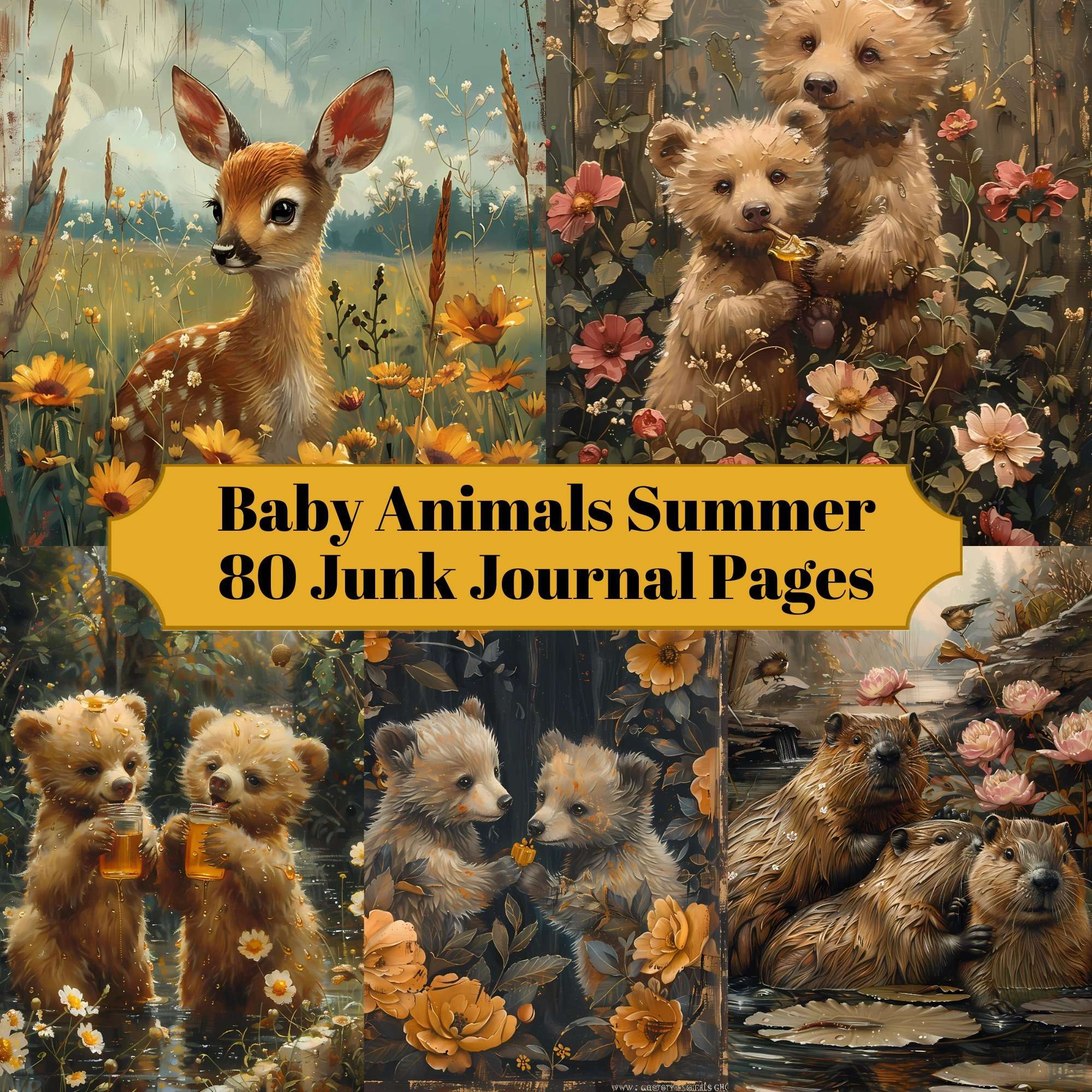 Baby Animals Summer Junk Journal Pages